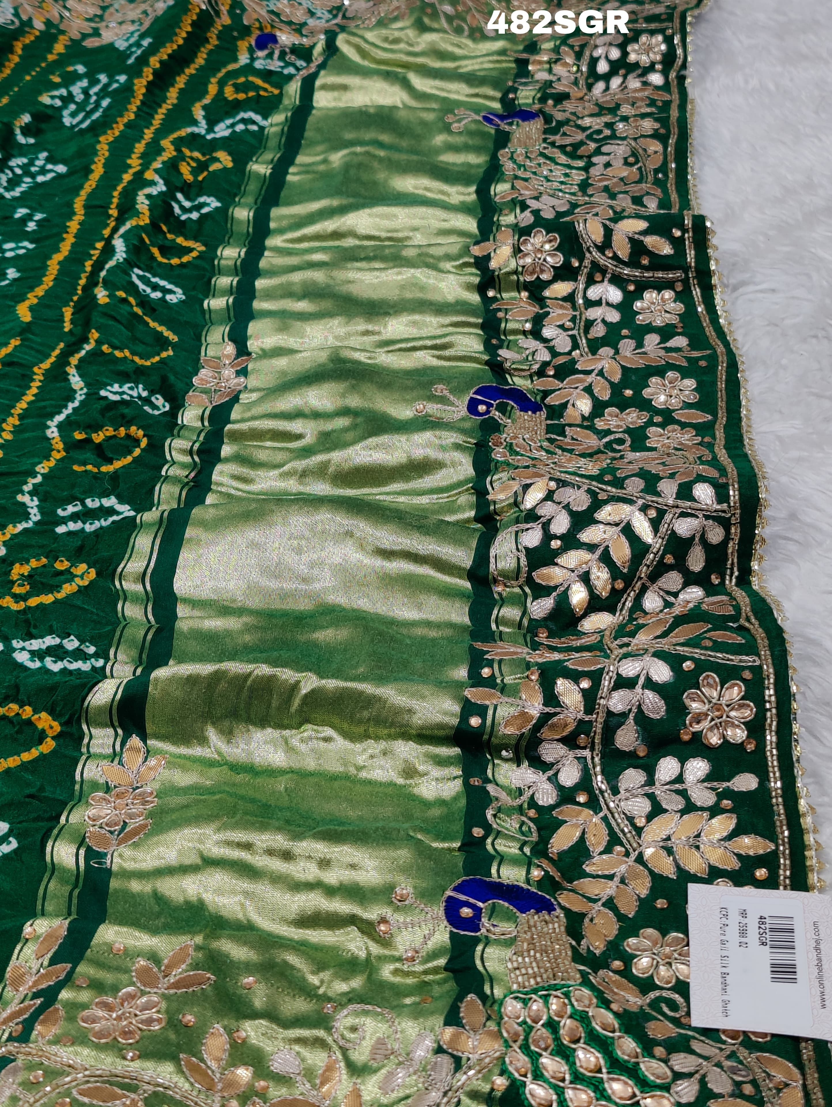KcPc Latest Pure Gaji Silk Bandhani Ghatchola Heavy Gotapatti Work SareeAMT