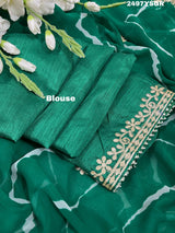 Chiffon Leheriya Style Wih Gotapatti Work Saree in green colour