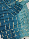 A blue saree with geometric pitton work