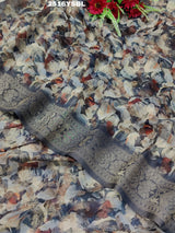 By Printed Style Saree With Zari Border Work