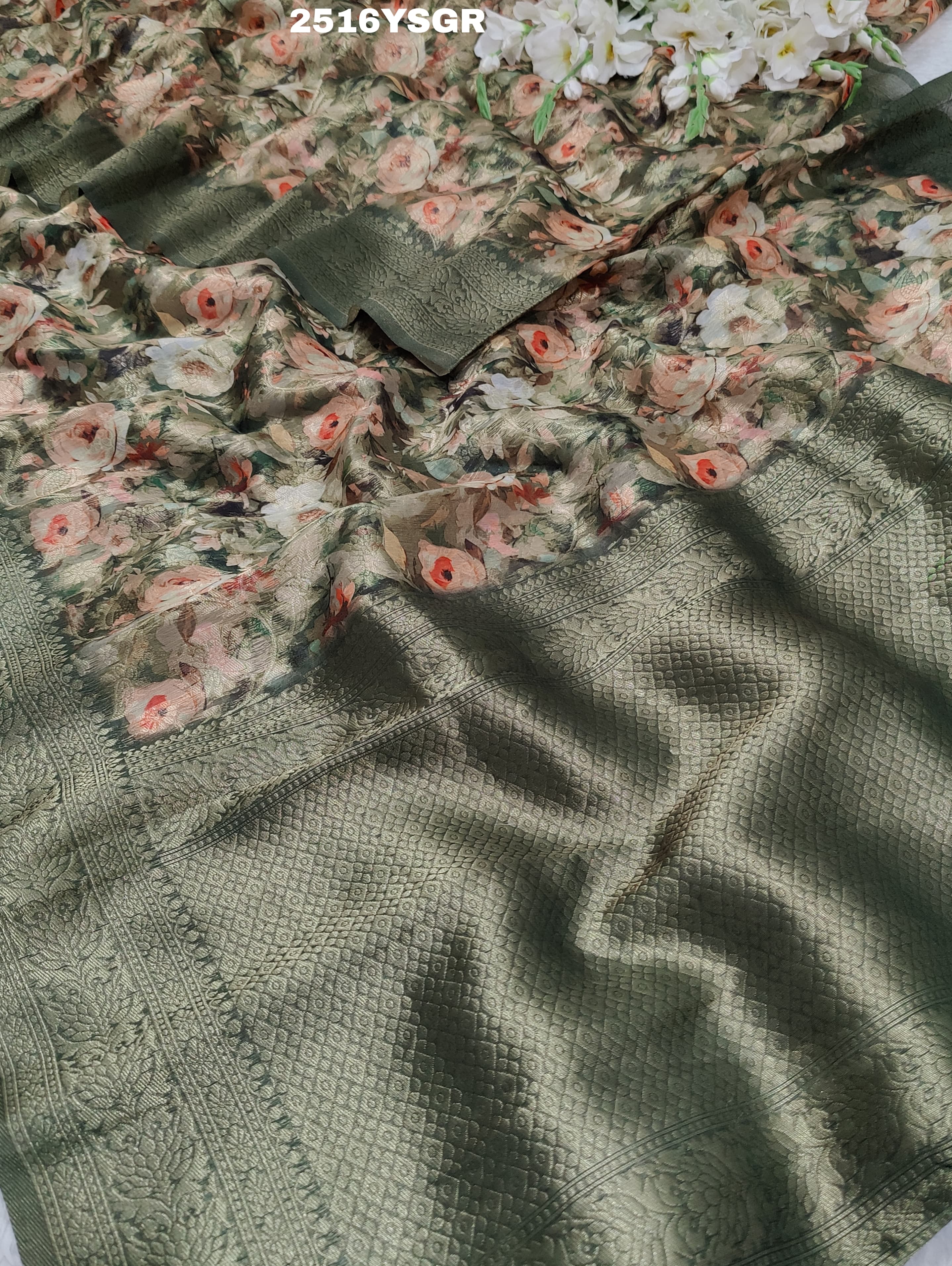 KcPc New Latest Cotton Silk Printed Style With Banarasi zariWork Saree SWA