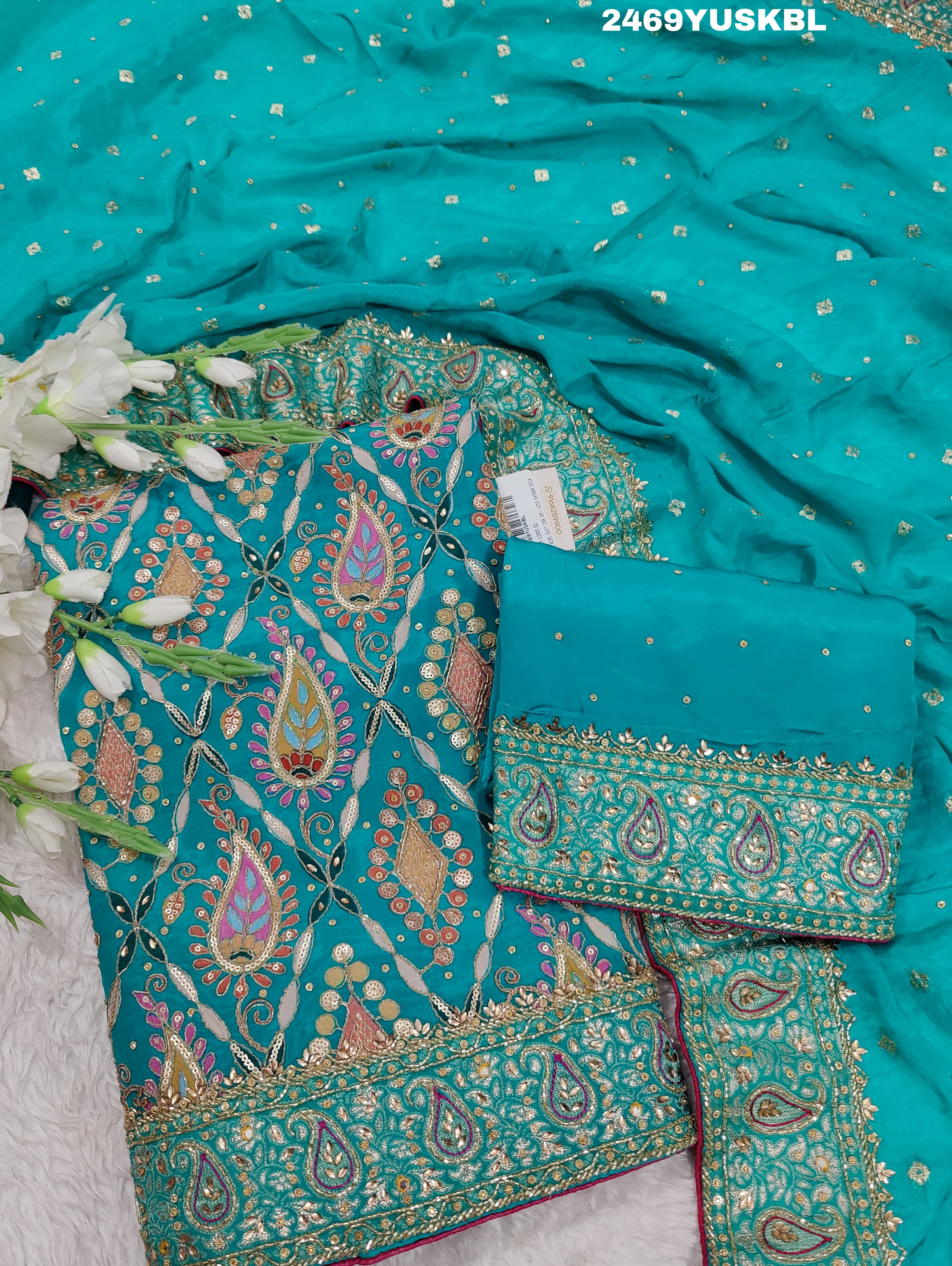 KcPc New Chinon Silk Traditional Style With Cutdana Tari work Suit CSA