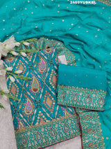 KcPc New Chinon Silk Traditional Style With Cutdana Tari work Suit CSA