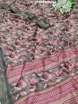 By Printed Style Saree With Zari Border Work