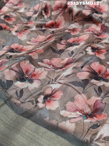 By Printed Style Saree With Zari Border Work