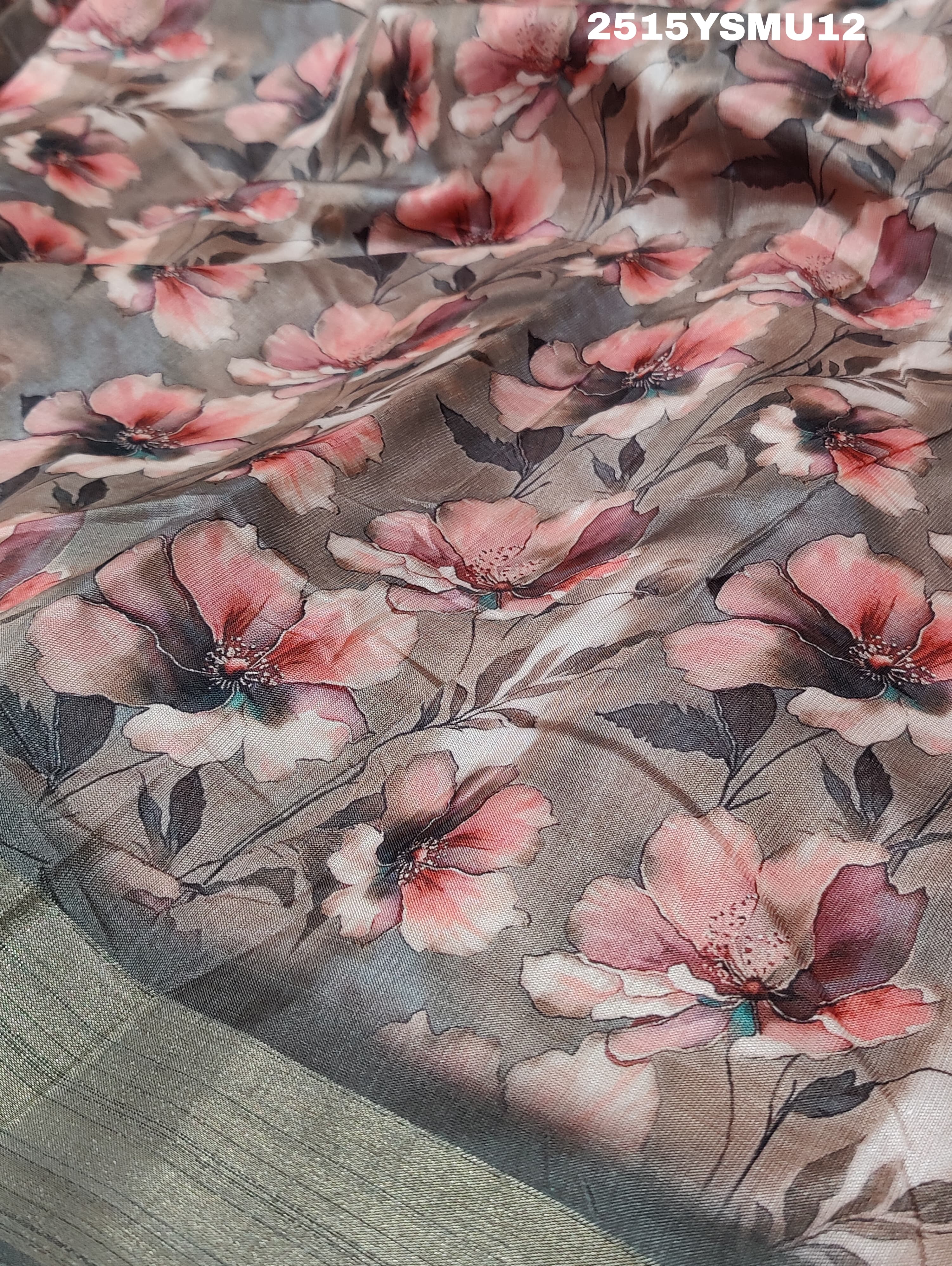 By Printed Style Saree With Zari Border Work