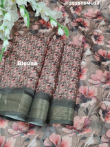 By Printed Style Saree With Zari Border Work