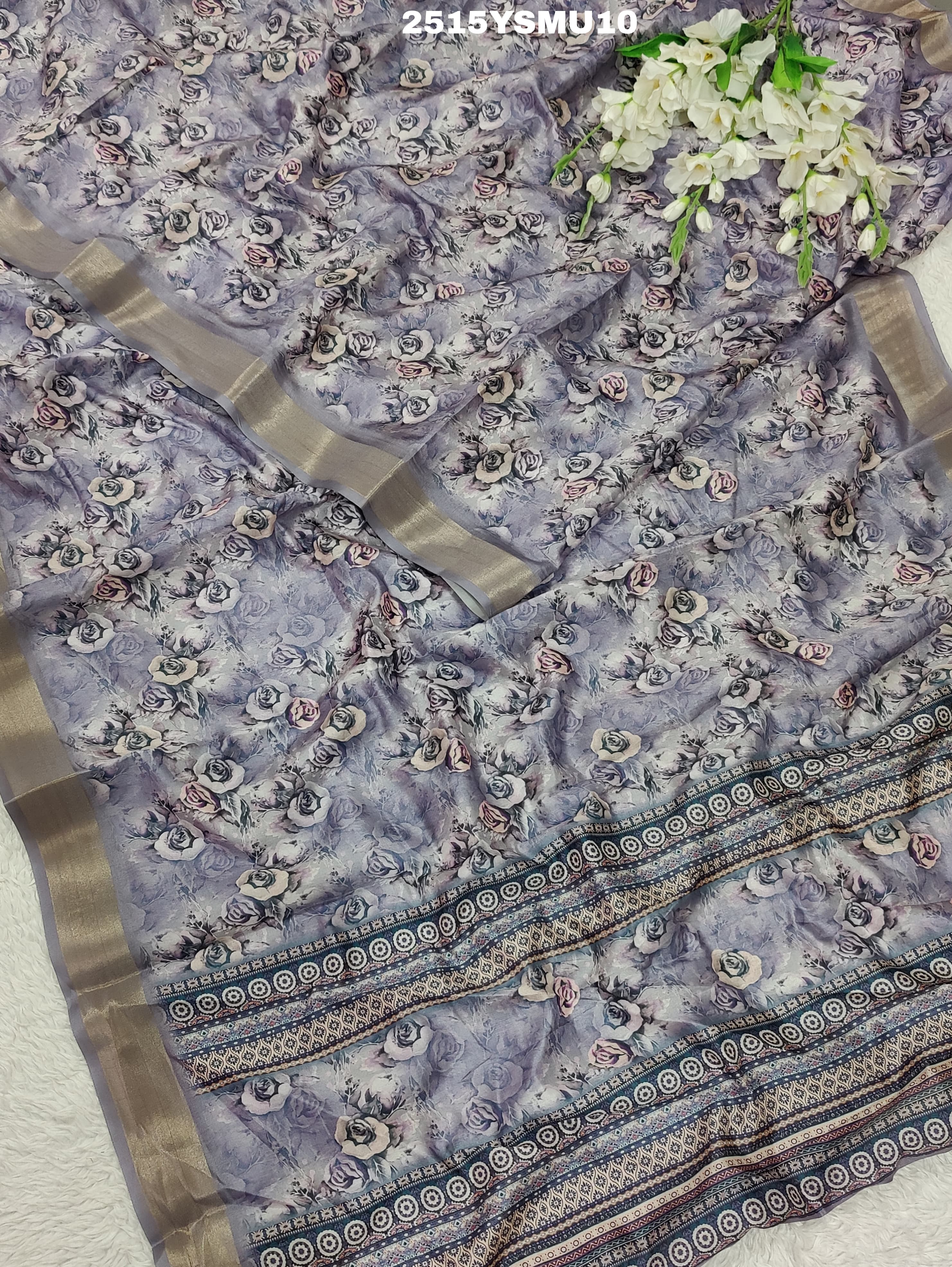 KcPc New Special Cotton silk Printed Style With Zari Border Saree GAN