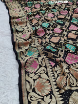 KcPc Latest Pure Khaddi Georgette Meenakari Neemzari Bandhej DupattaBLACK