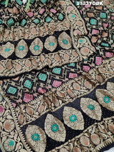 KcPc Latest Pure Khaddi Georgette Meenakari Neemzari Bandhej DupattaBLACK