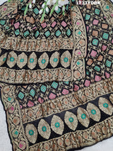 KcPc Latest Pure Khaddi Georgette Meenakari Neemzari Bandhej DupattaBLACK