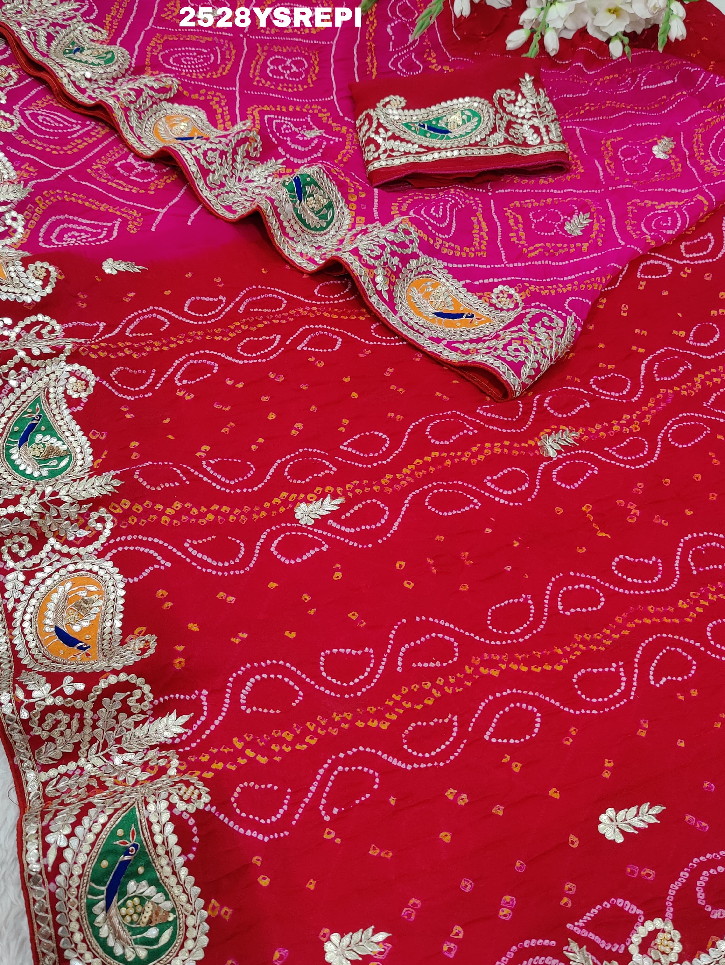 By Bandhani Saree With Party Wear