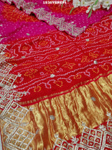 KcPc New Gaji Silk Bandhani Ekdana Bandhej Gotapatti Work SareePRF