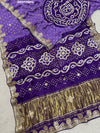 By Bandhani Saree With Party Wear Purple