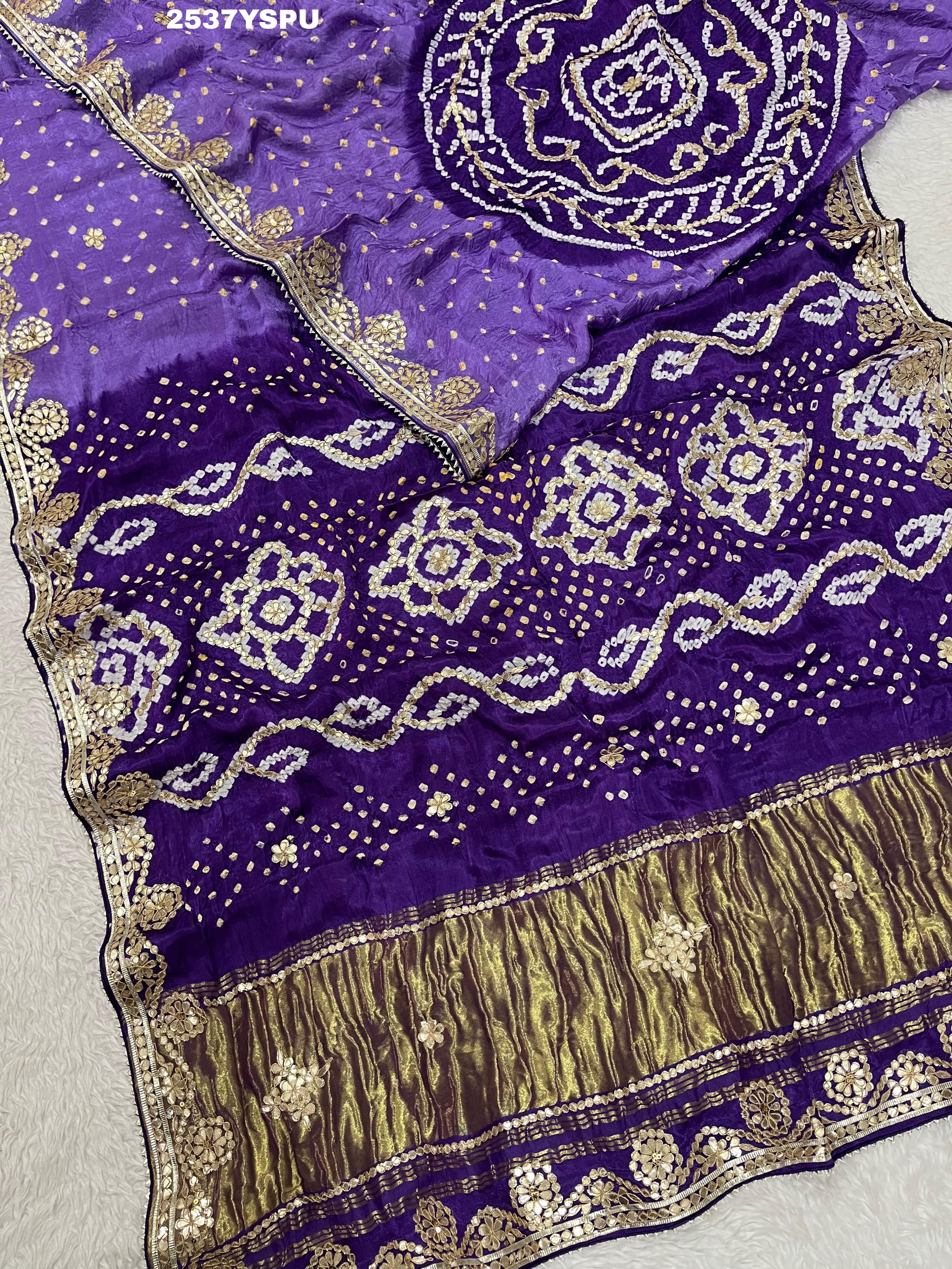 By Bandhani Saree With Party Wear Purple