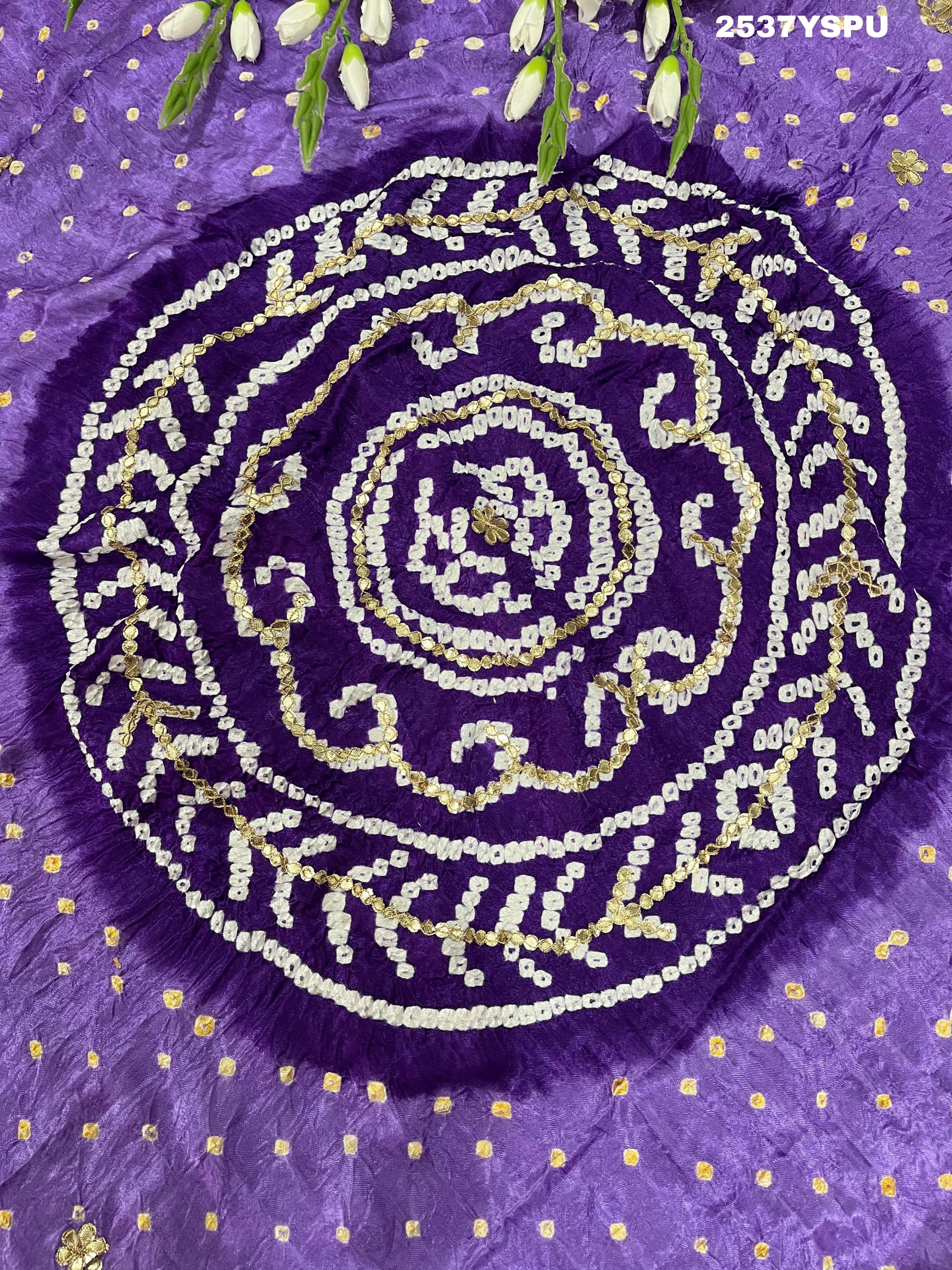 By Bandhani Saree With Party Wear Purple