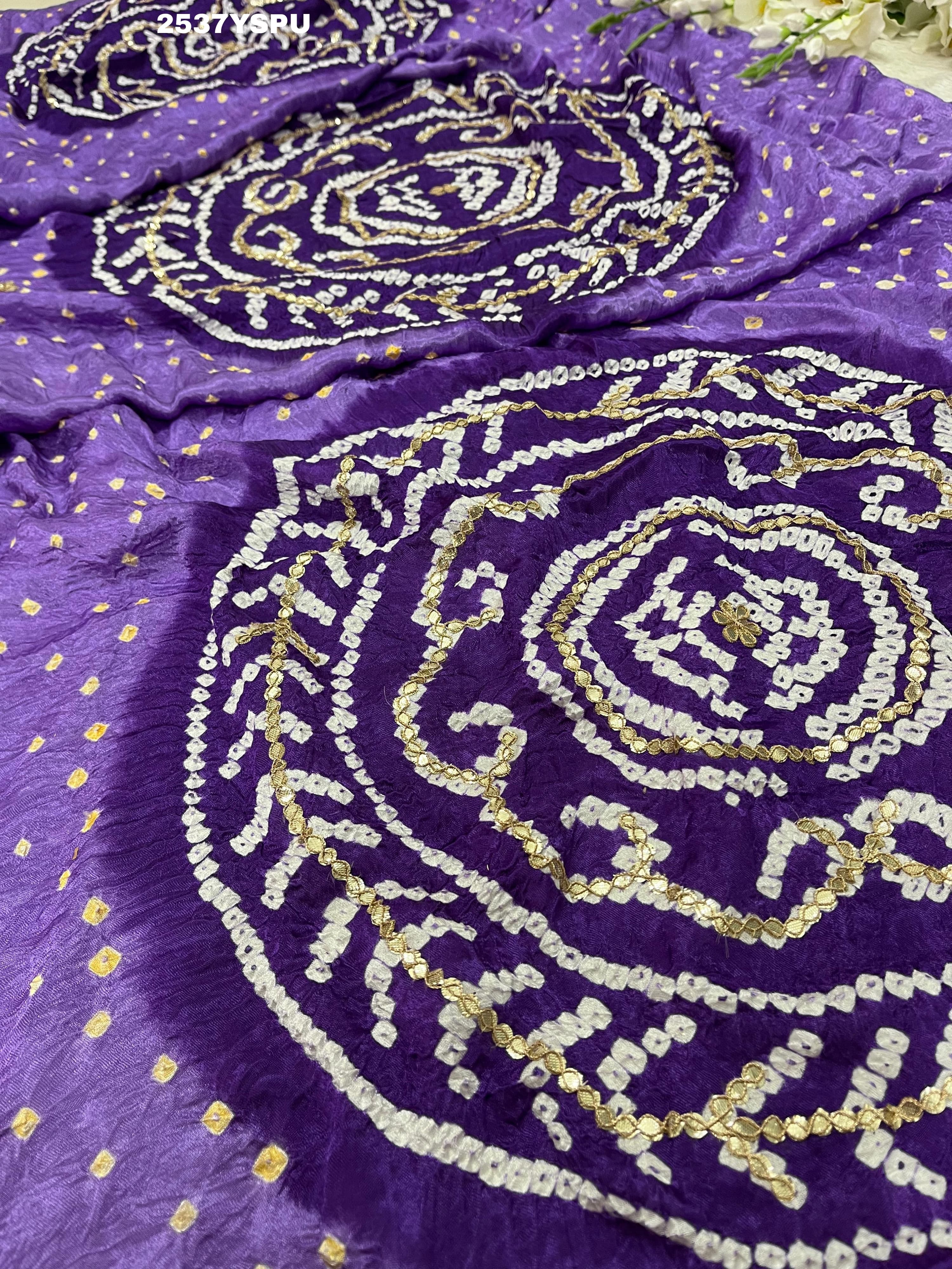 By Bandhani Saree With Party Wear Purple