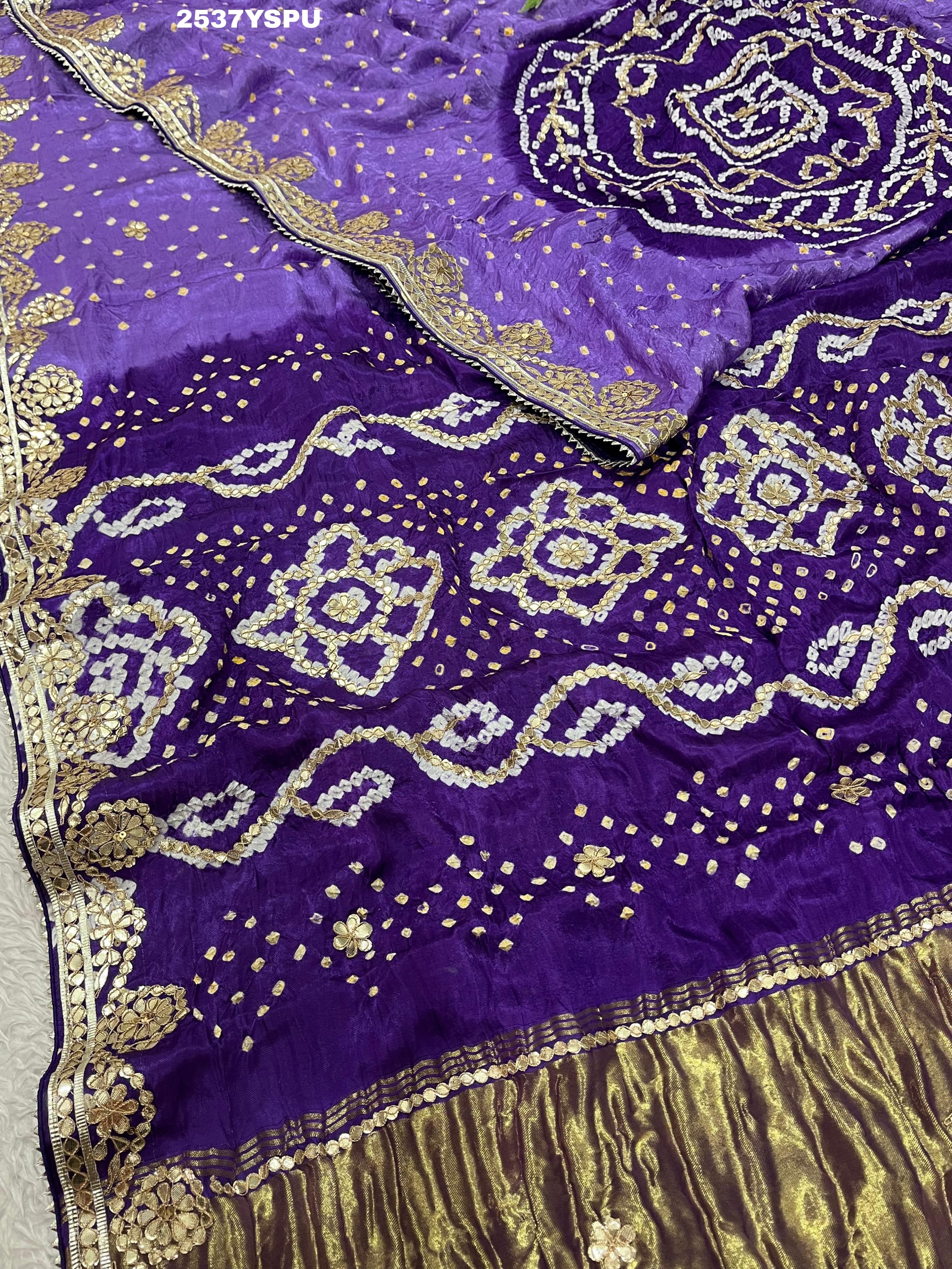 By Bandhani Saree With Party Wear Purple