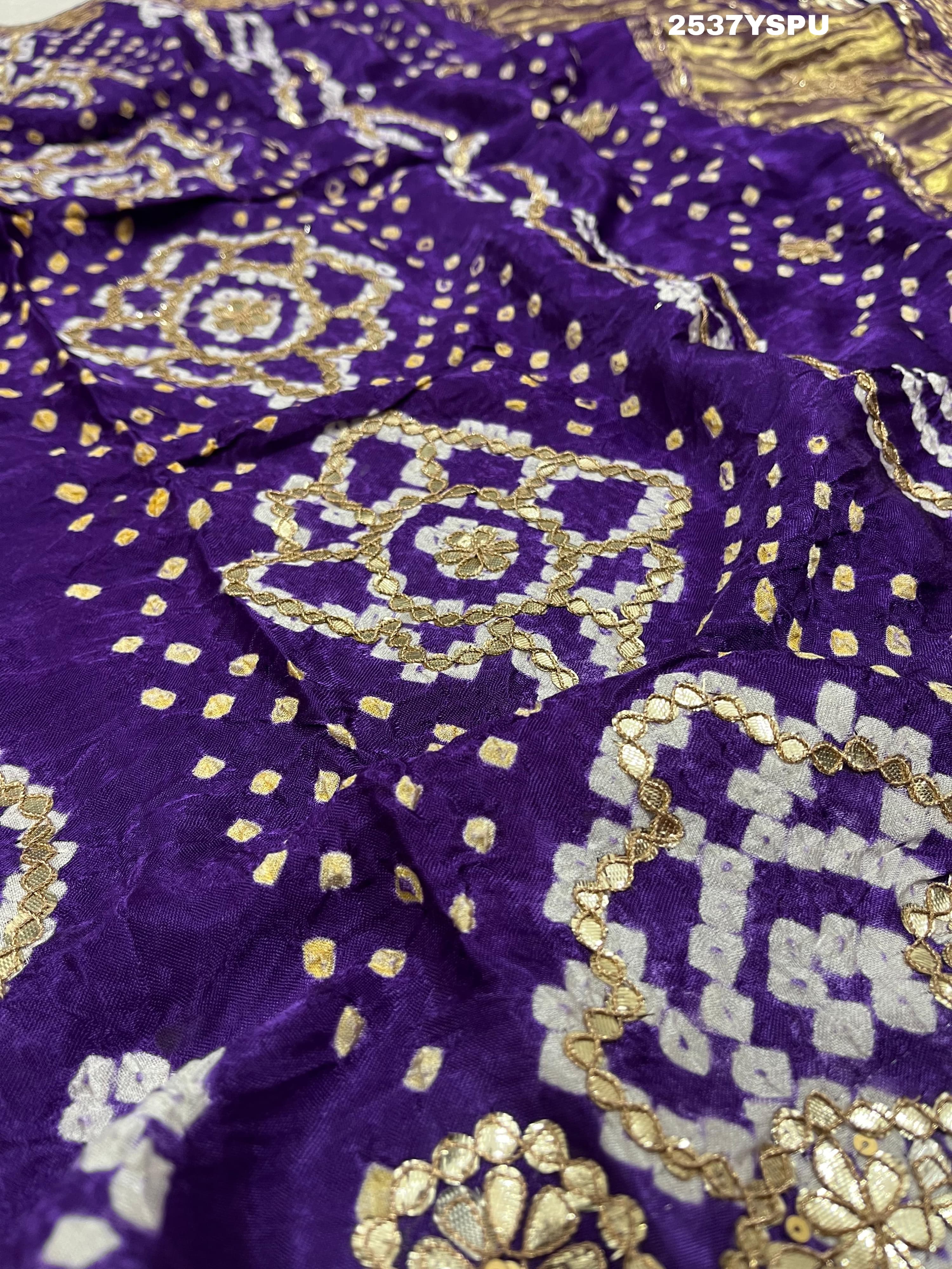 By Bandhani Saree With Party Wear Purple