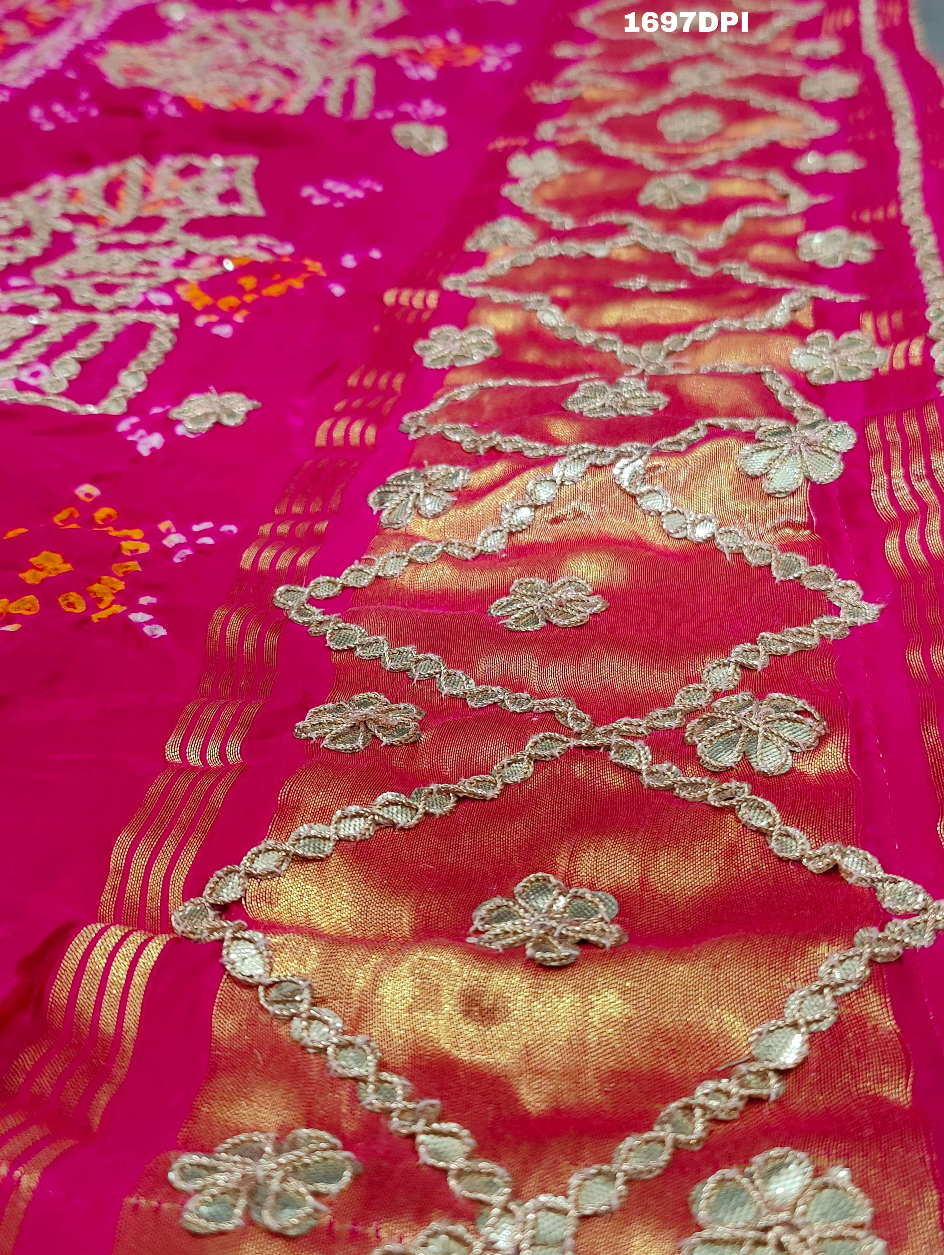 KcPc New Latest Designer Gaji Silk Bandhani Ghatchola Gotapatti Work DupattaSATISH