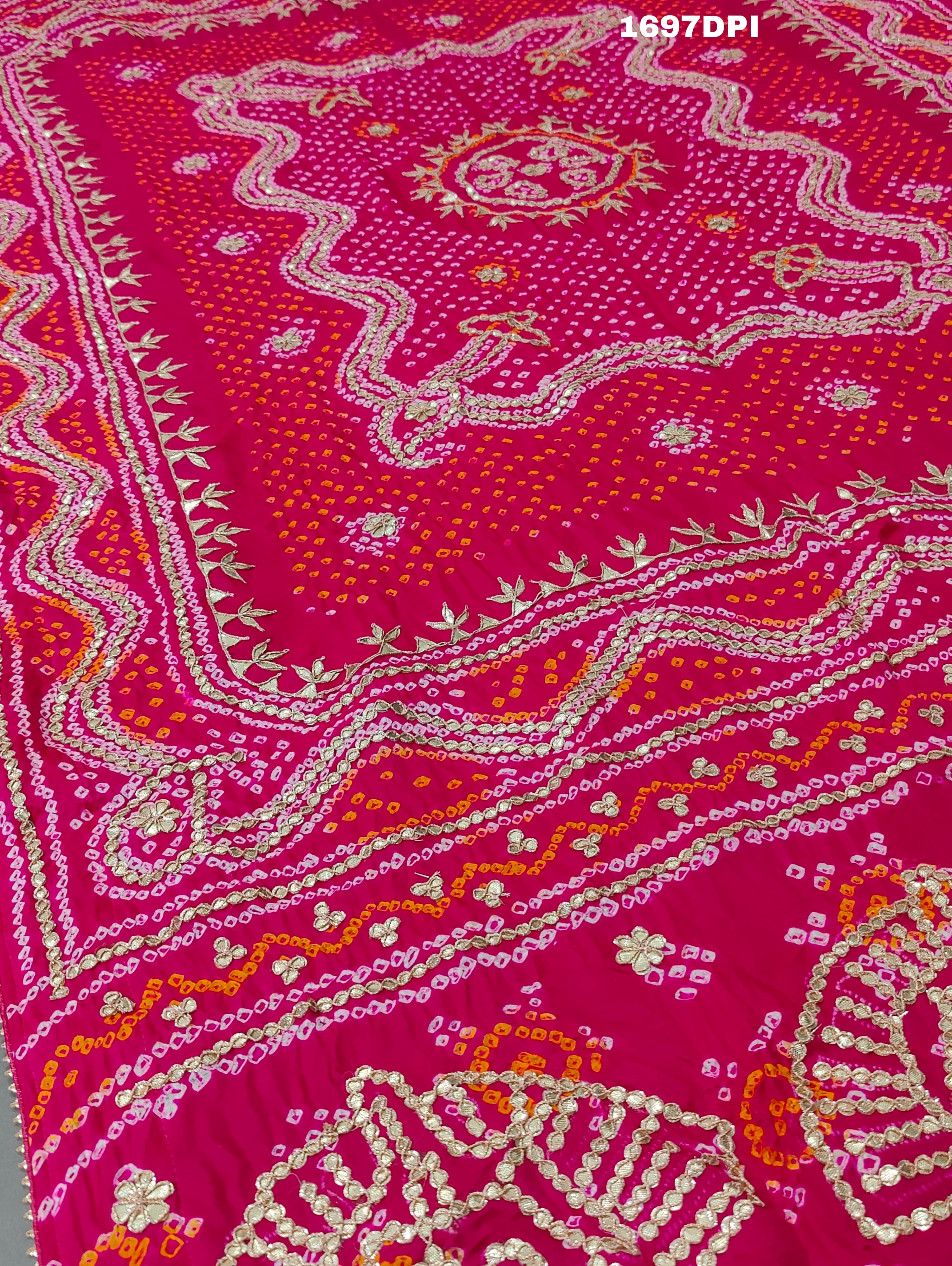 KcPc New Latest Designer Gaji Silk Bandhani Ghatchola Gotapatti Work DupattaSATISH