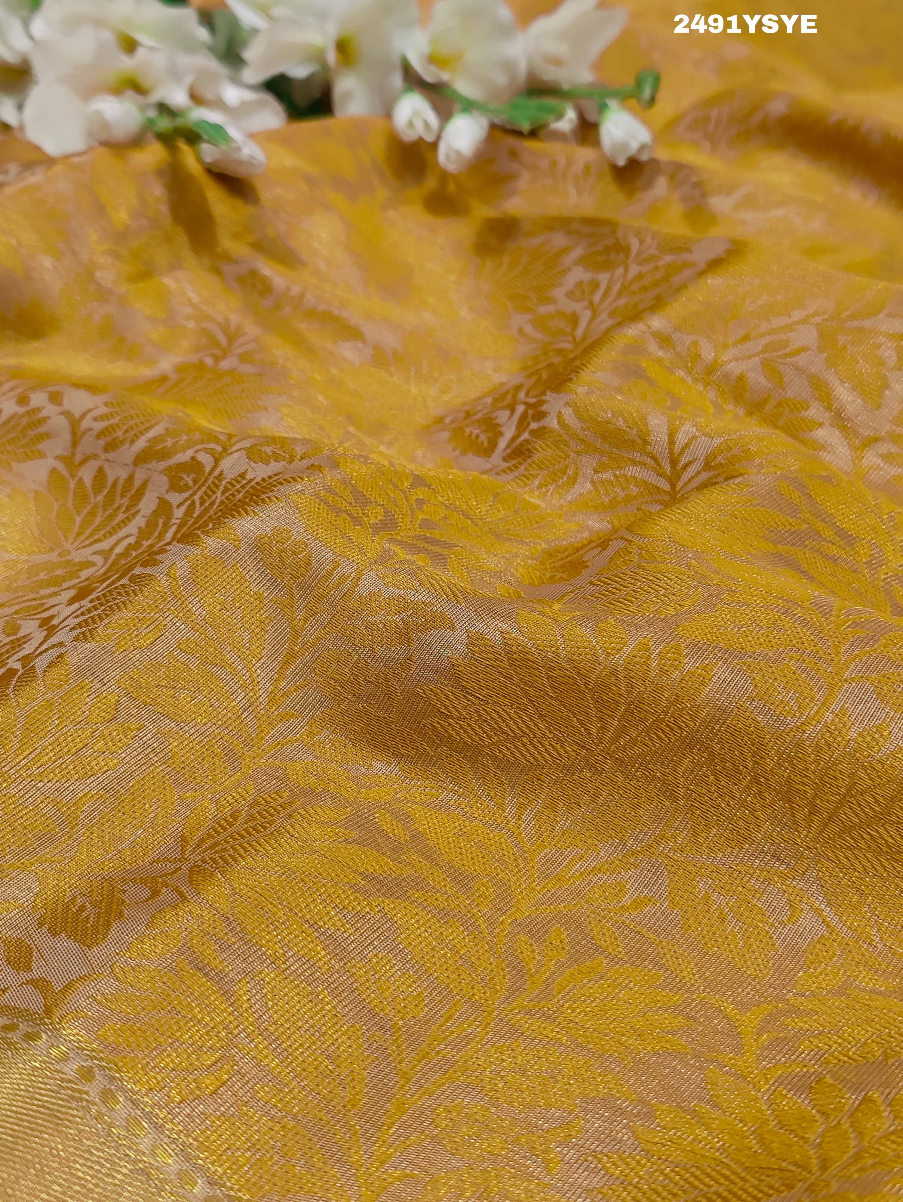 By New Latest Tissue Silk Banarasi Style With Zari Border Work Saree