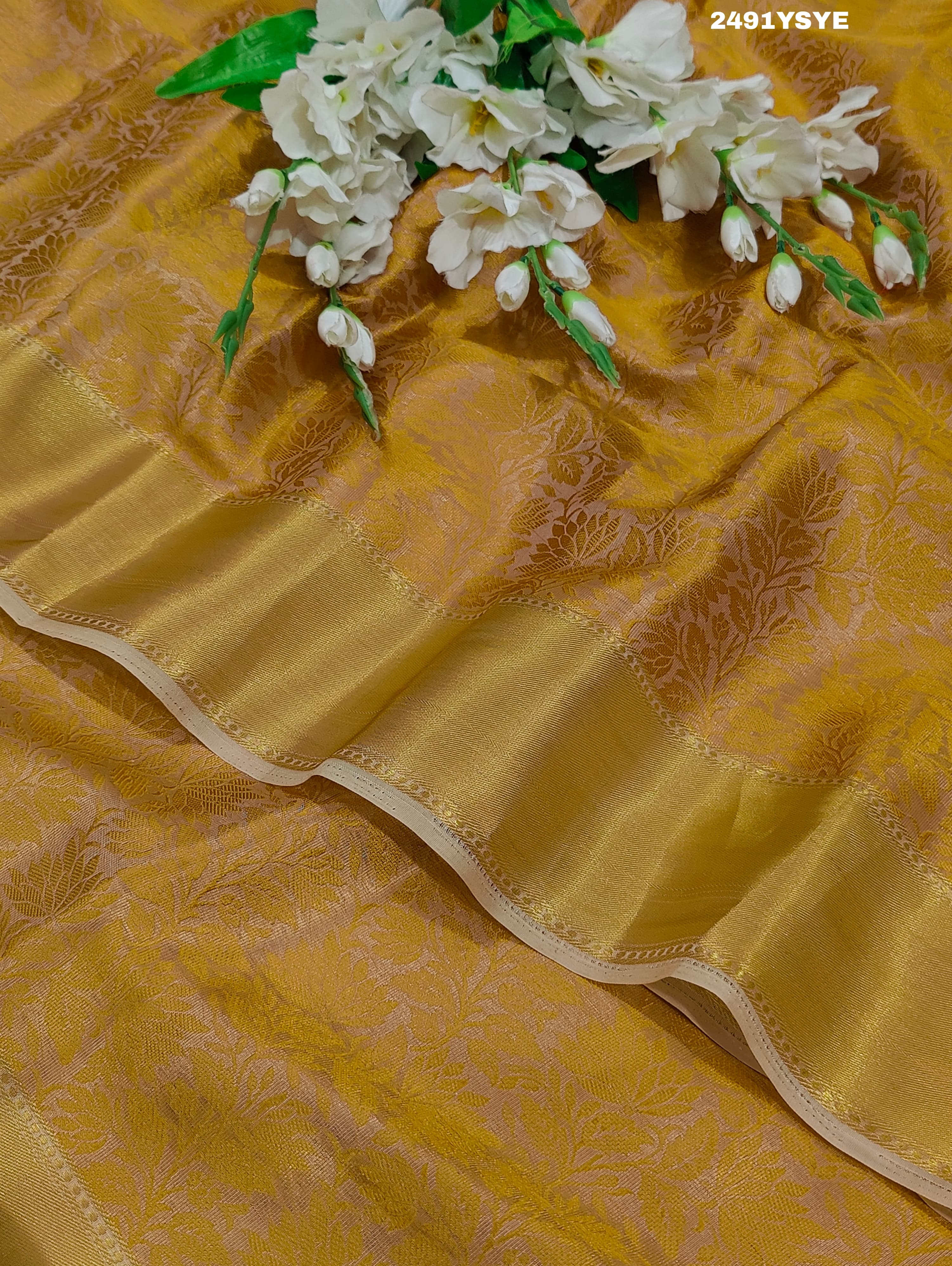 By New Latest Tissue Silk Banarasi Style With Zari Border Work Saree