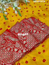 By Bandhani Saree With Traditional Wear