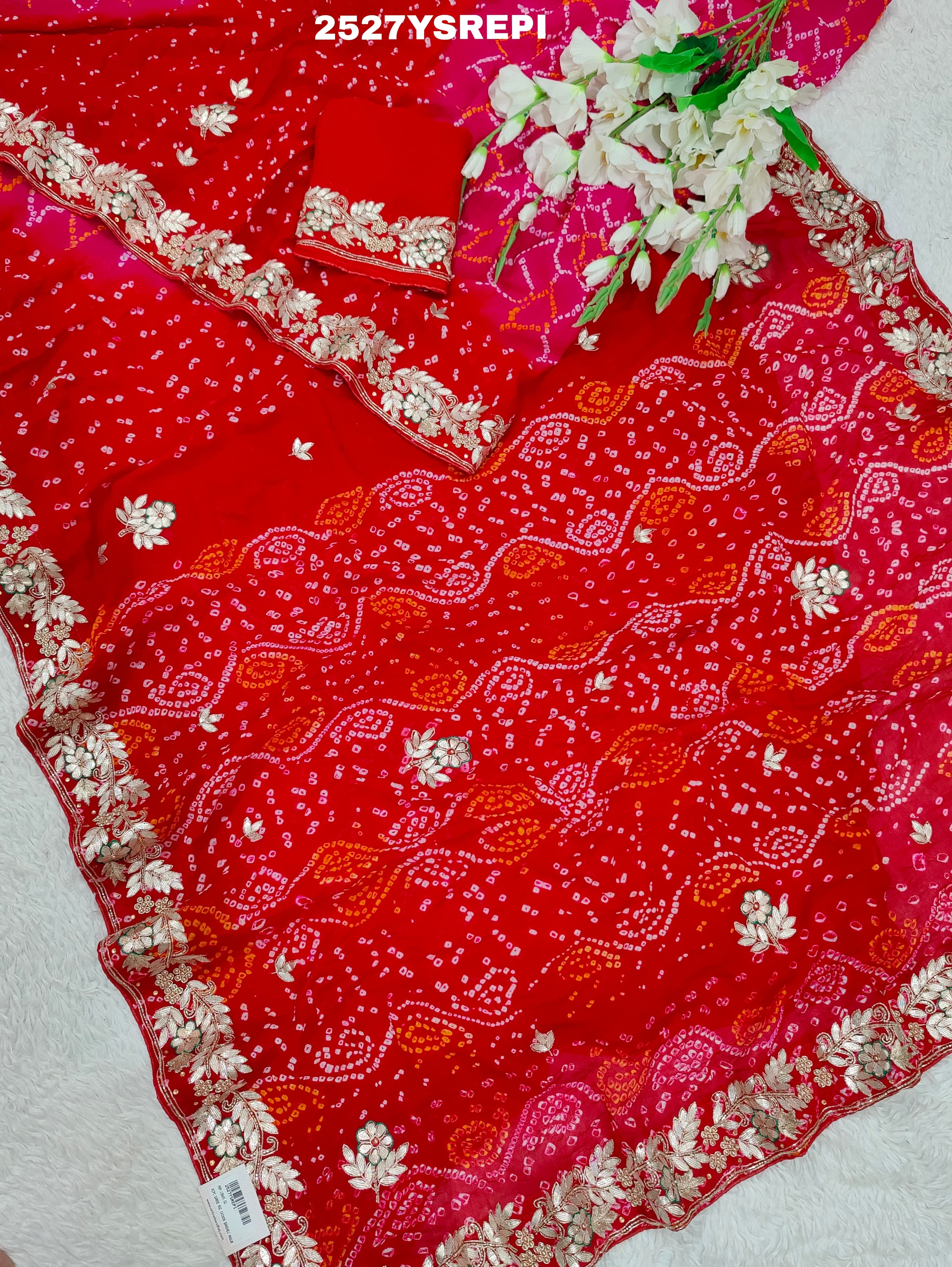 By Bandhani Saree With Festive Wear