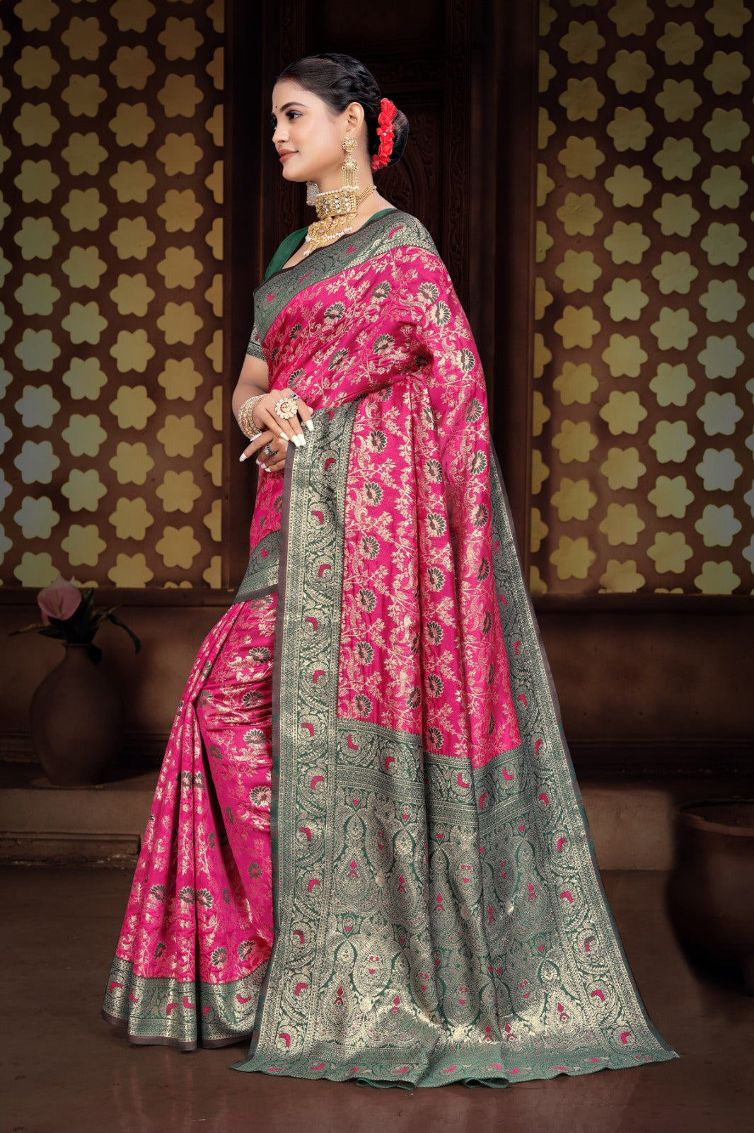 KcPc New Banarasi Silk Printed Saree with Zari Weaving DC