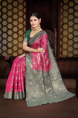 KcPc New Banarasi Silk Printed Saree with Zari Weaving DC