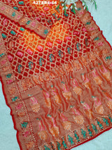 KcPc Figure Design Khaddi Georgette Upada Janglaw Bandhani Neemzari SareeRed