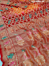 KcPc New Design Khaddi Georgette Janglaw Bandhani Neemzari Saree