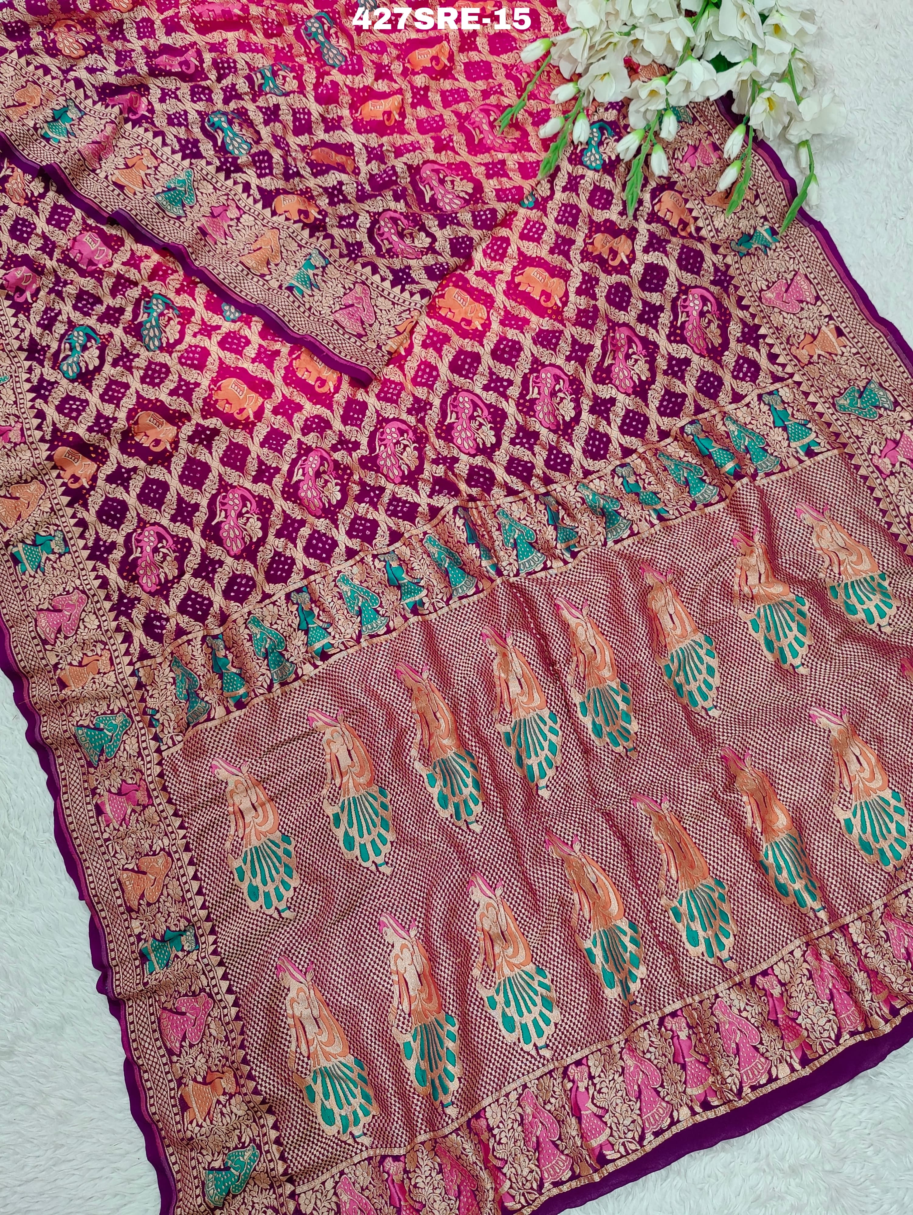Janglaw Bandhani style in kaddi fabric