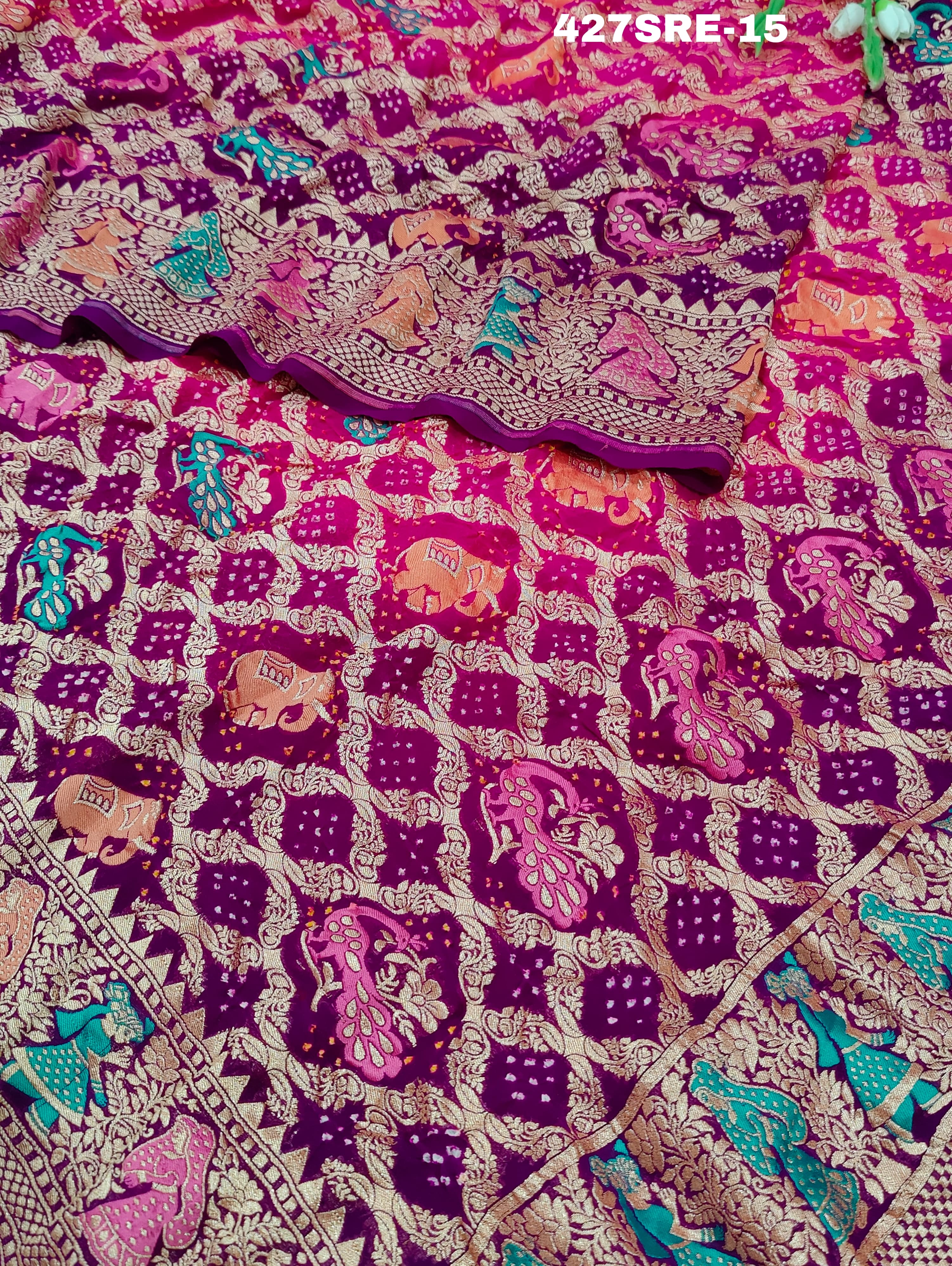 Janglaw Bandhani style in kaddi fabric