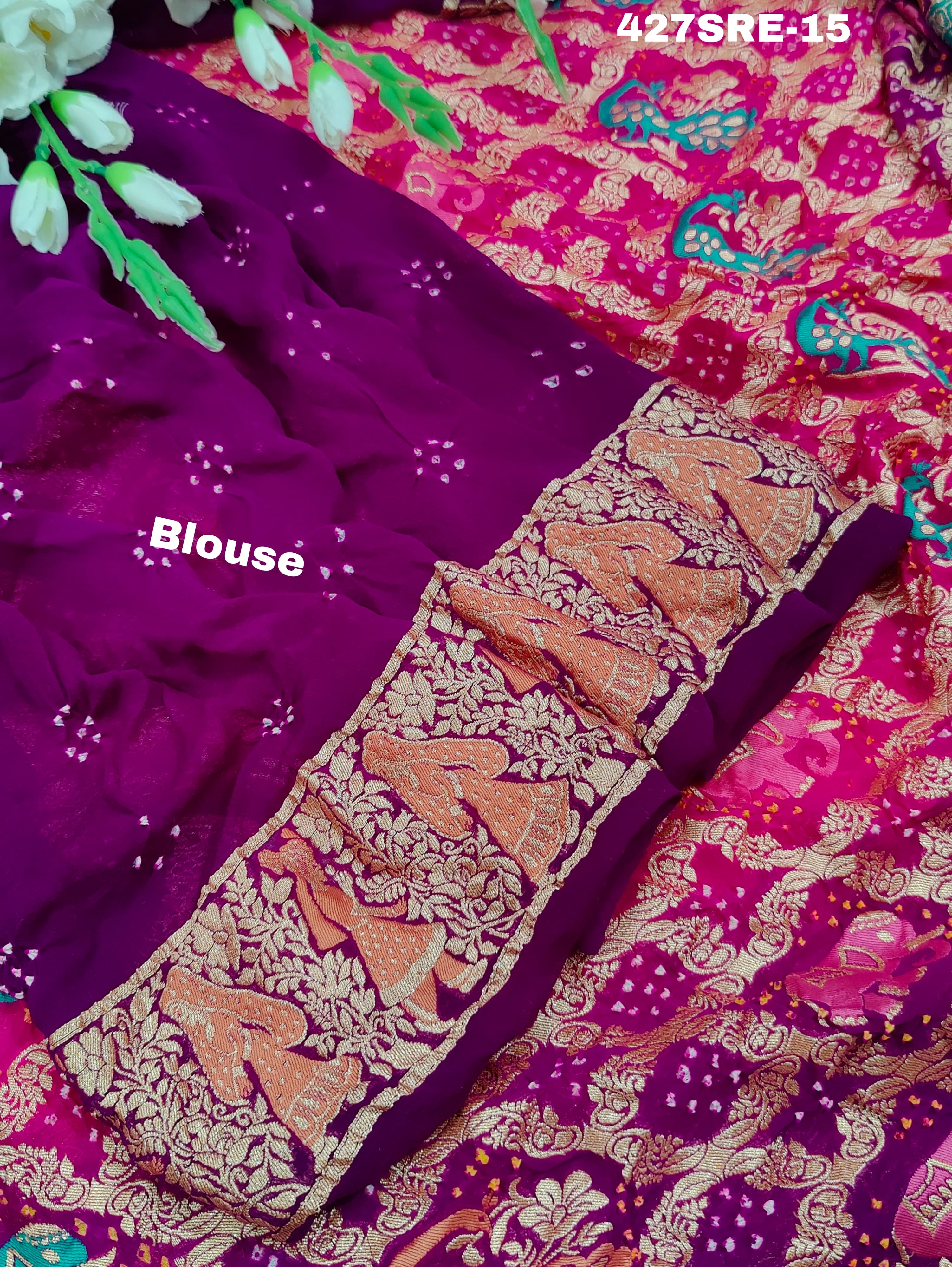 Janglaw Bandhani style in kaddi fabric