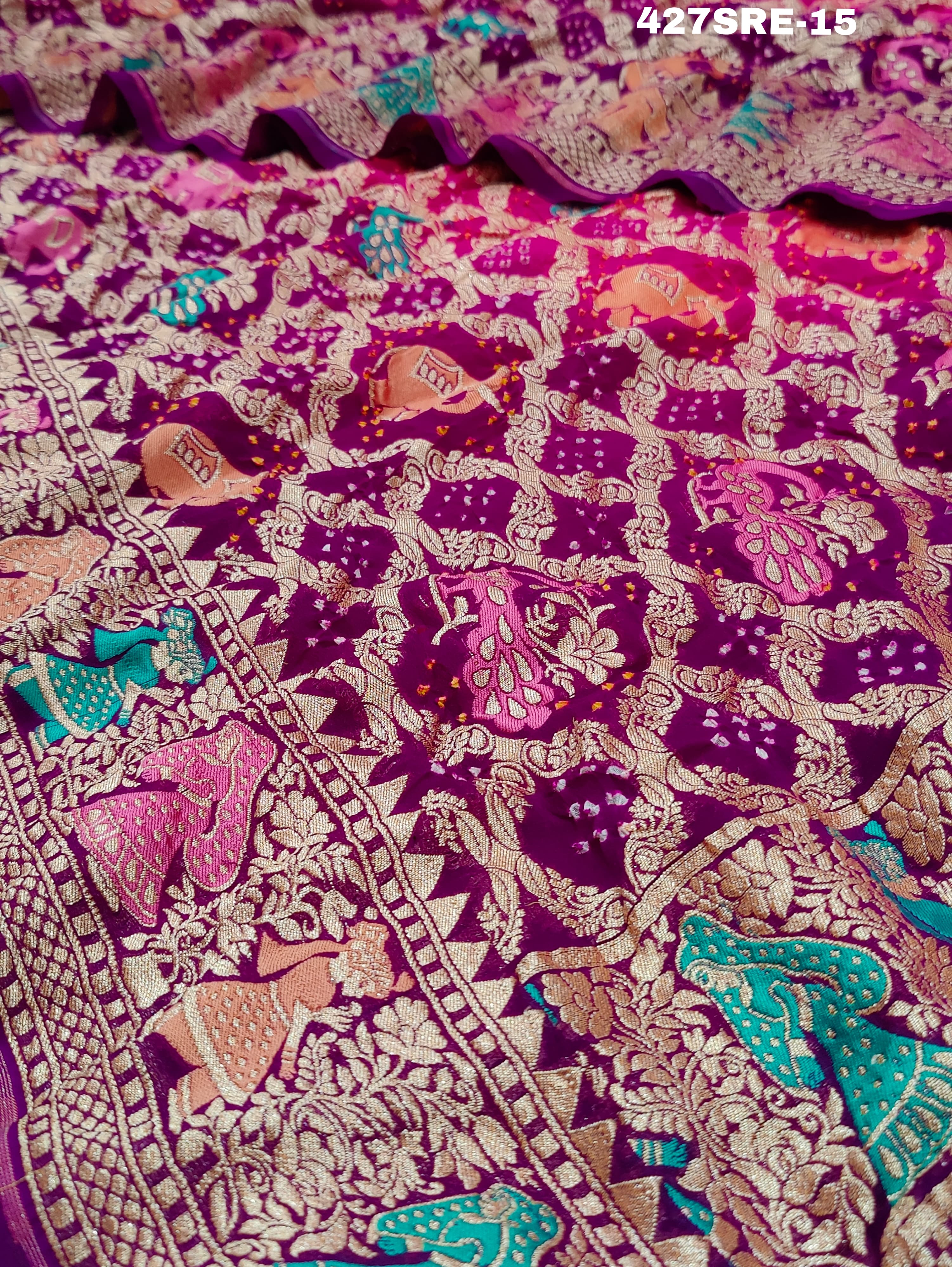 Janglaw Bandhani style in kaddi fabric