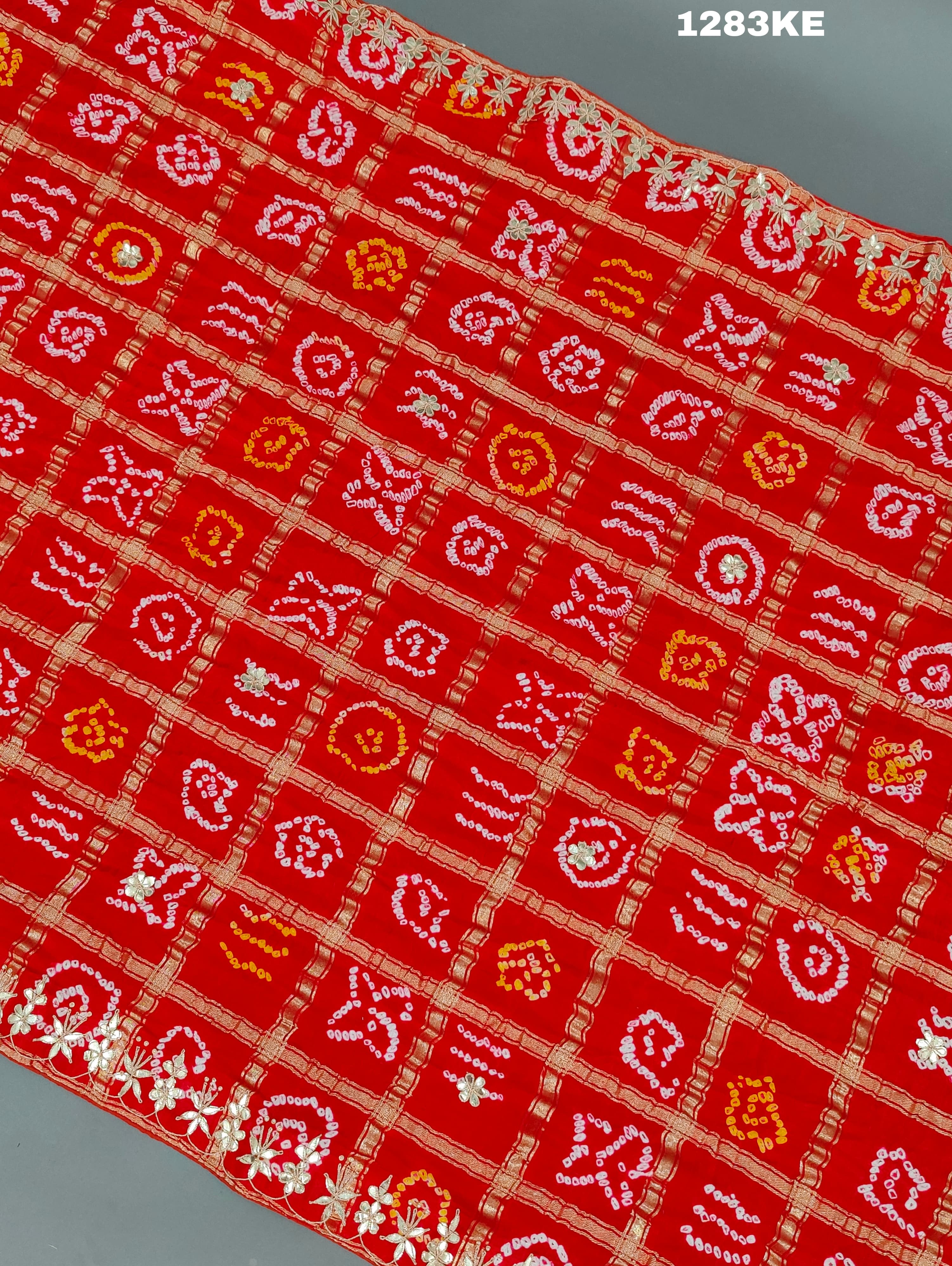 KcPc New Pure Gaji Silk Bandhani Gotapatti Designer Jaipuri Traditional Dupatta SATISH