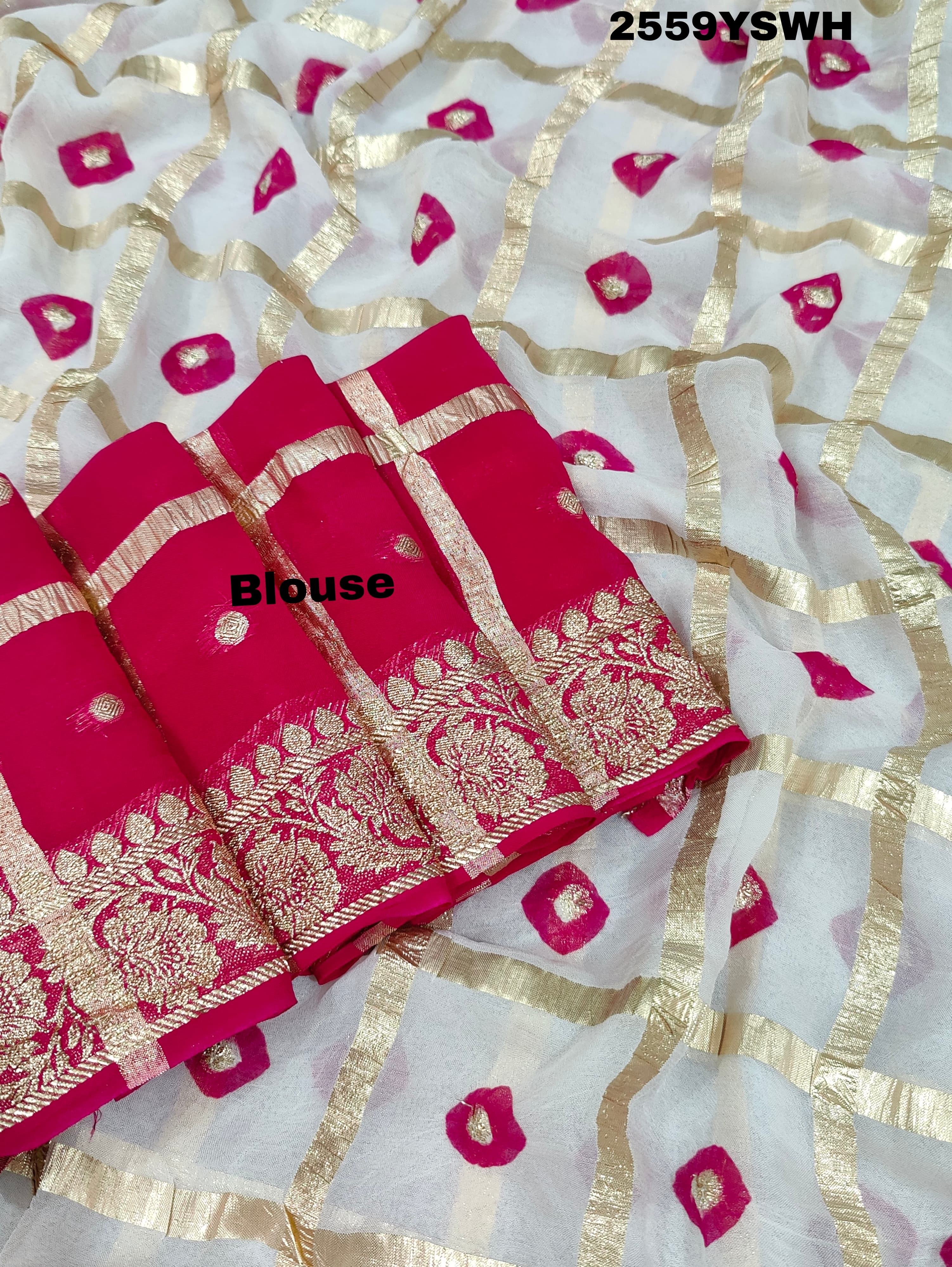 KcPc Casual Wear BandhaniSaree With Zari Lines CHAND