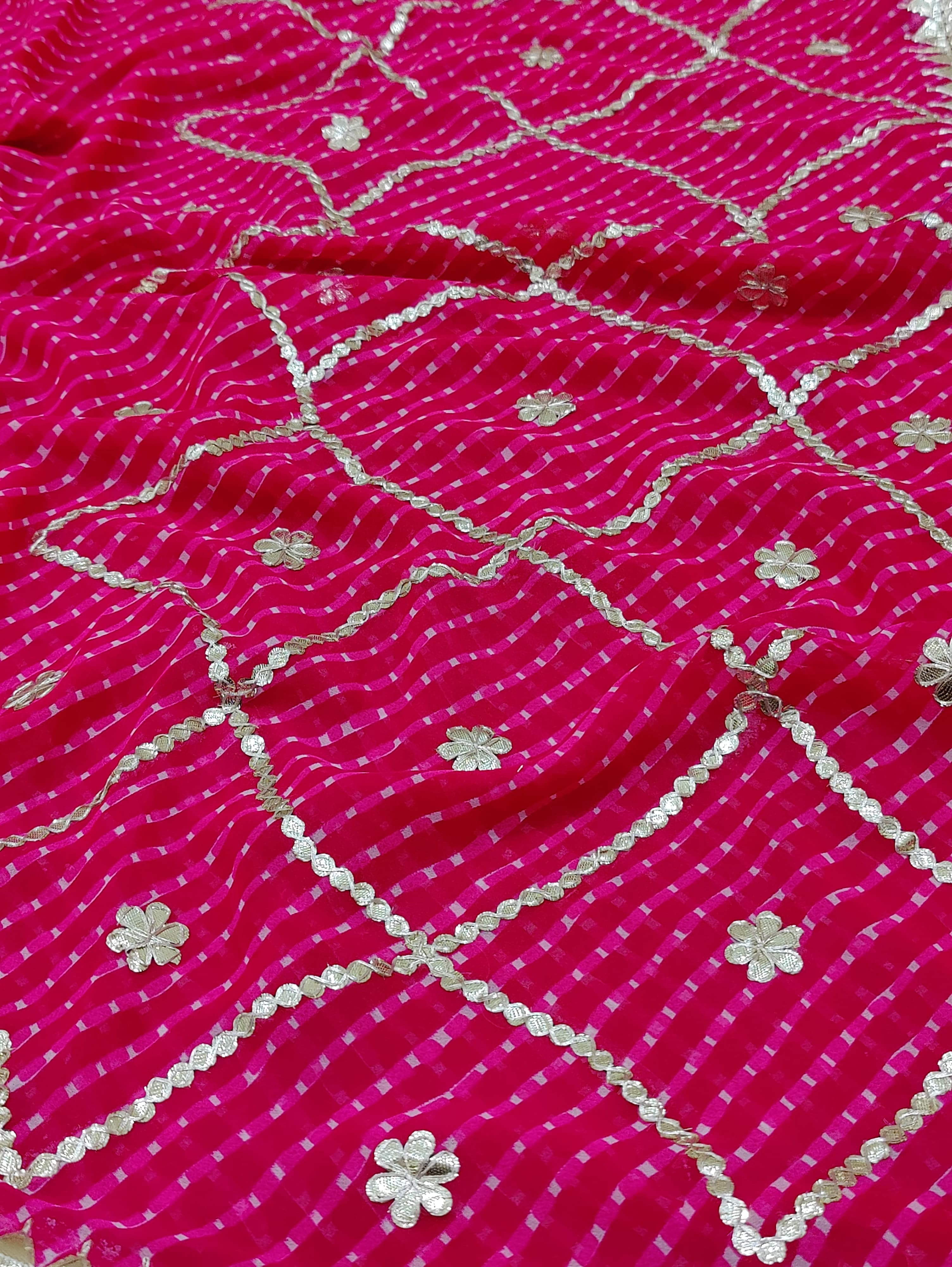 KcPc Latest Rajasthani Leheriya in Georgette With Gota Patti Handwork SareeAMT