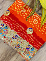 By Rajasthani Marwadi Odhna in Gaji Silk Fabric With Bandhani Design