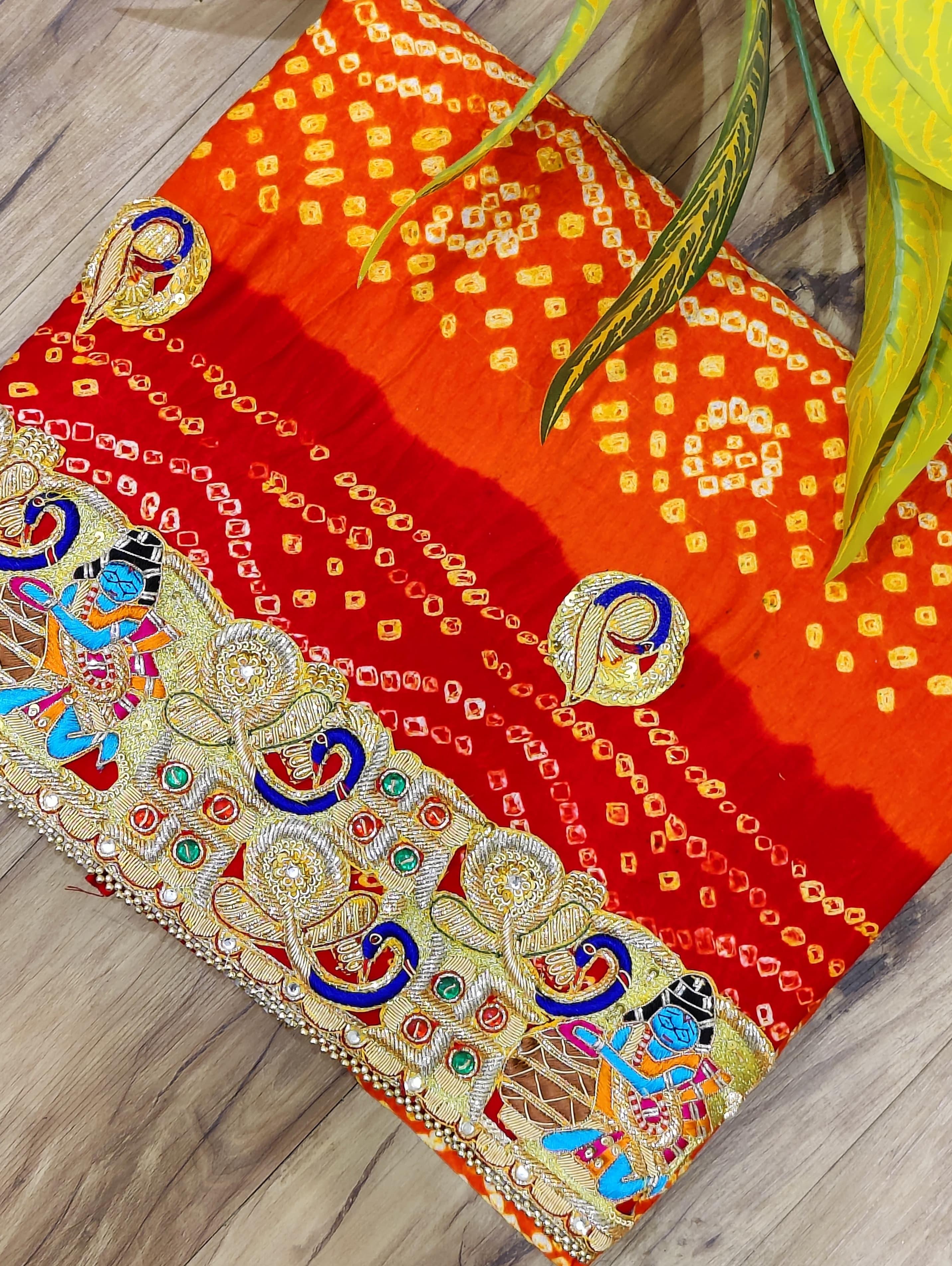 By Rajasthani Marwadi Odhna in Gaji Silk Fabric With Bandhani Design
