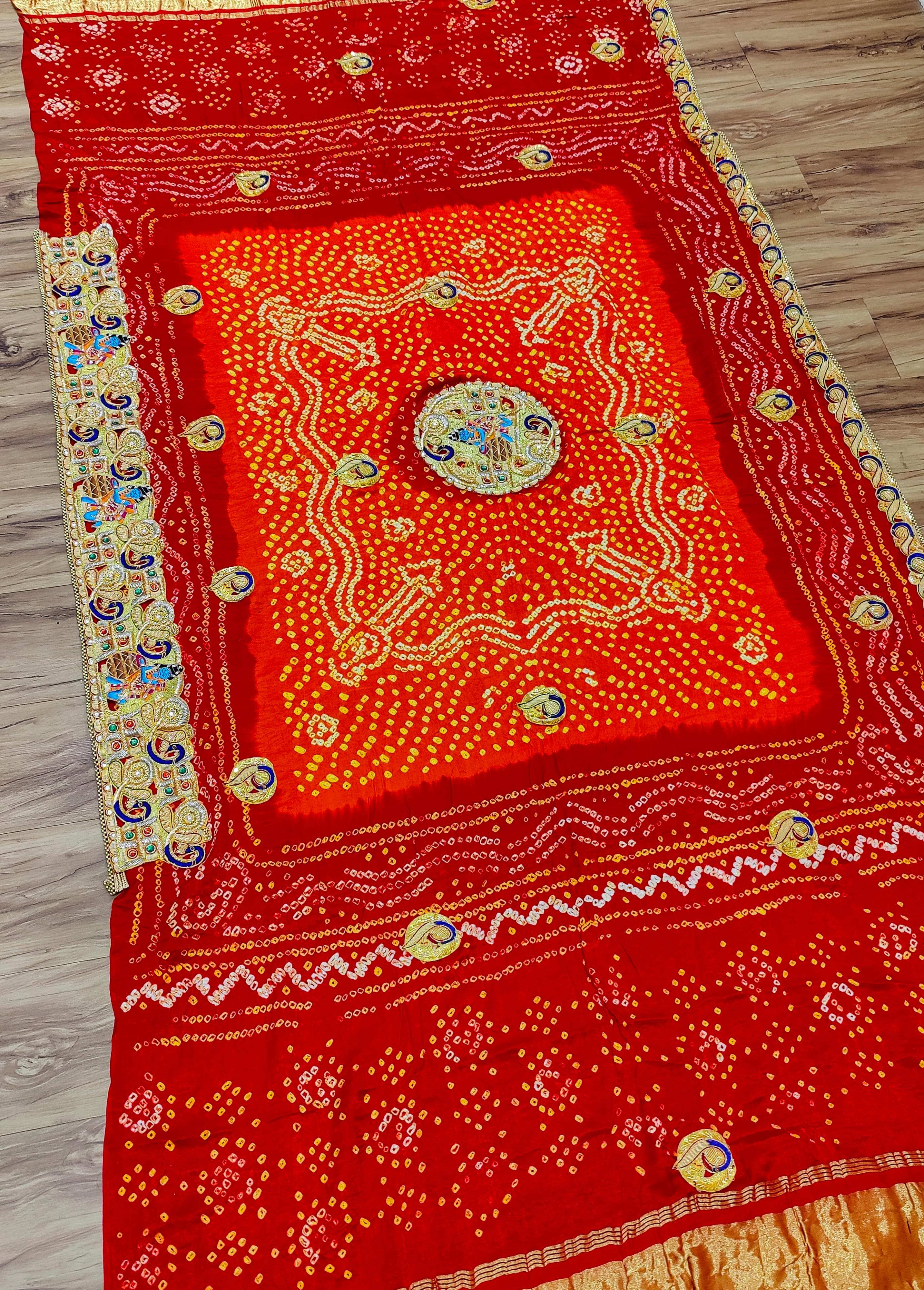KcPc Rajasthani Marwadi Odhna in Gaji Silk Fabric With Bandhani Design