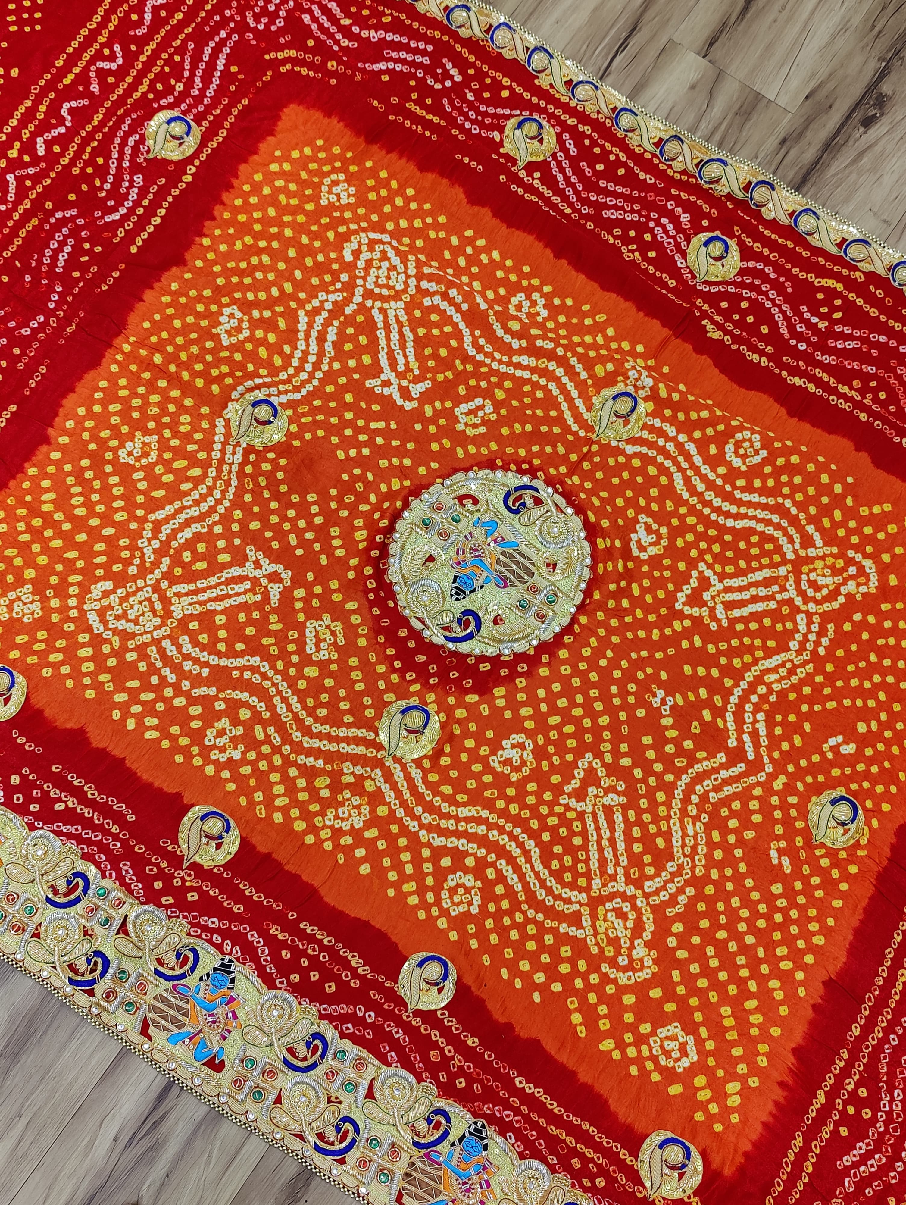 KcPc Rajasthani Marwadi Odhna in Gaji Silk Fabric With Bandhani Design