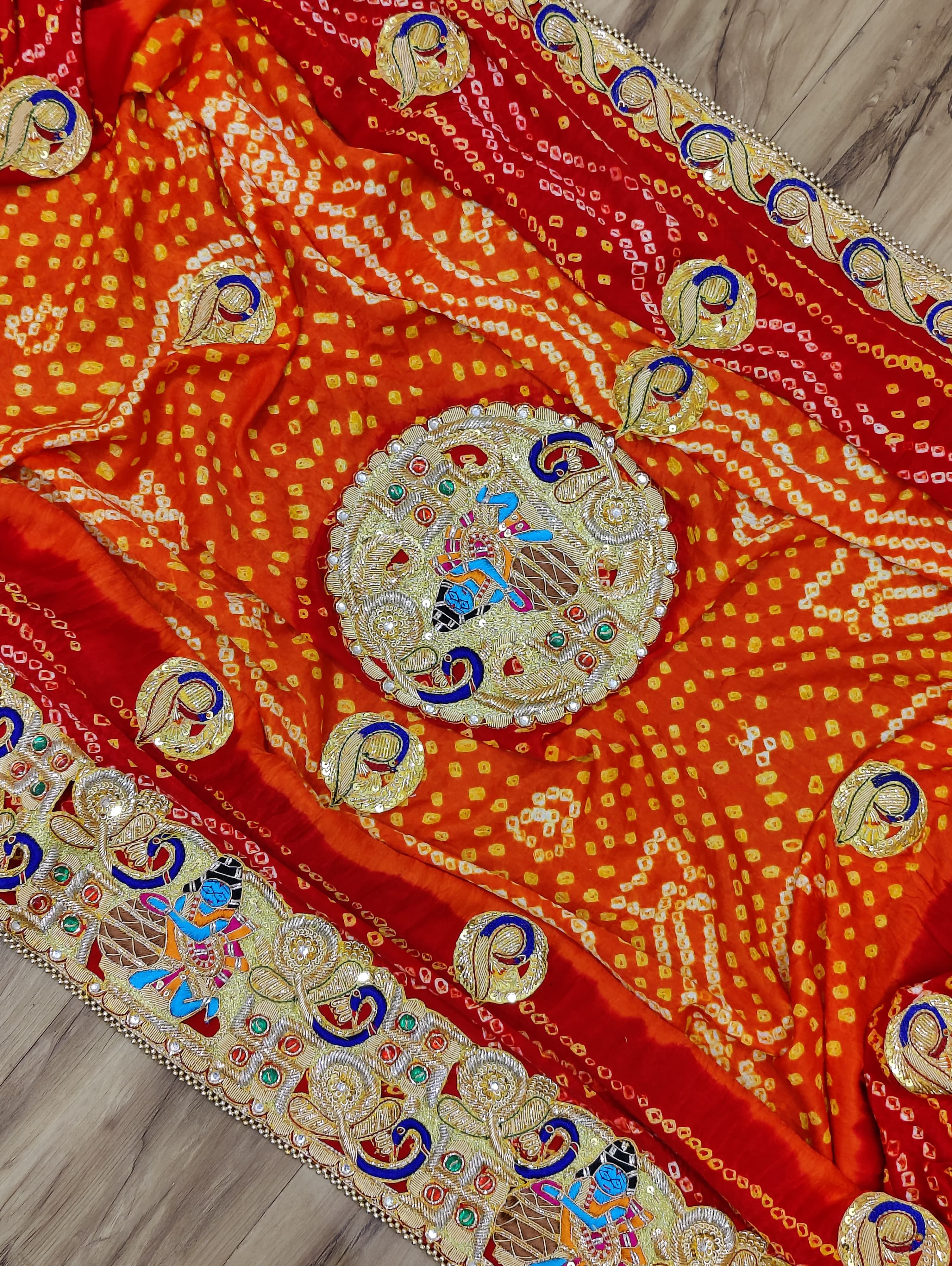 KcPc Rajasthani Marwadi Odhna in Gaji Silk Fabric With Bandhani Design