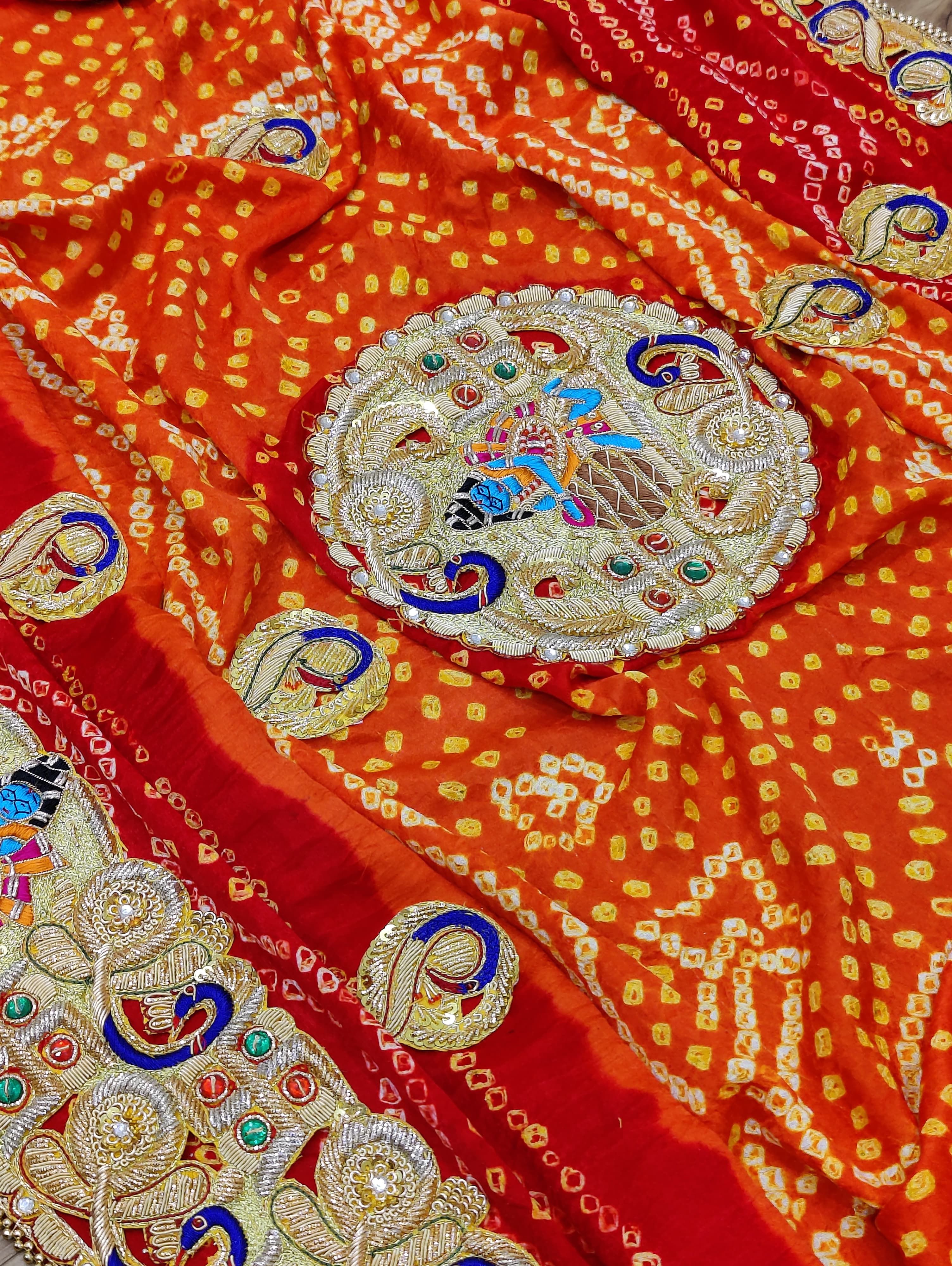 KcPc Rajasthani Marwadi Odhna in Gaji Silk Fabric With Bandhani Design