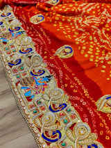 KcPc Rajasthani Marwadi Odhna in Gaji Silk Fabric With Bandhani Design