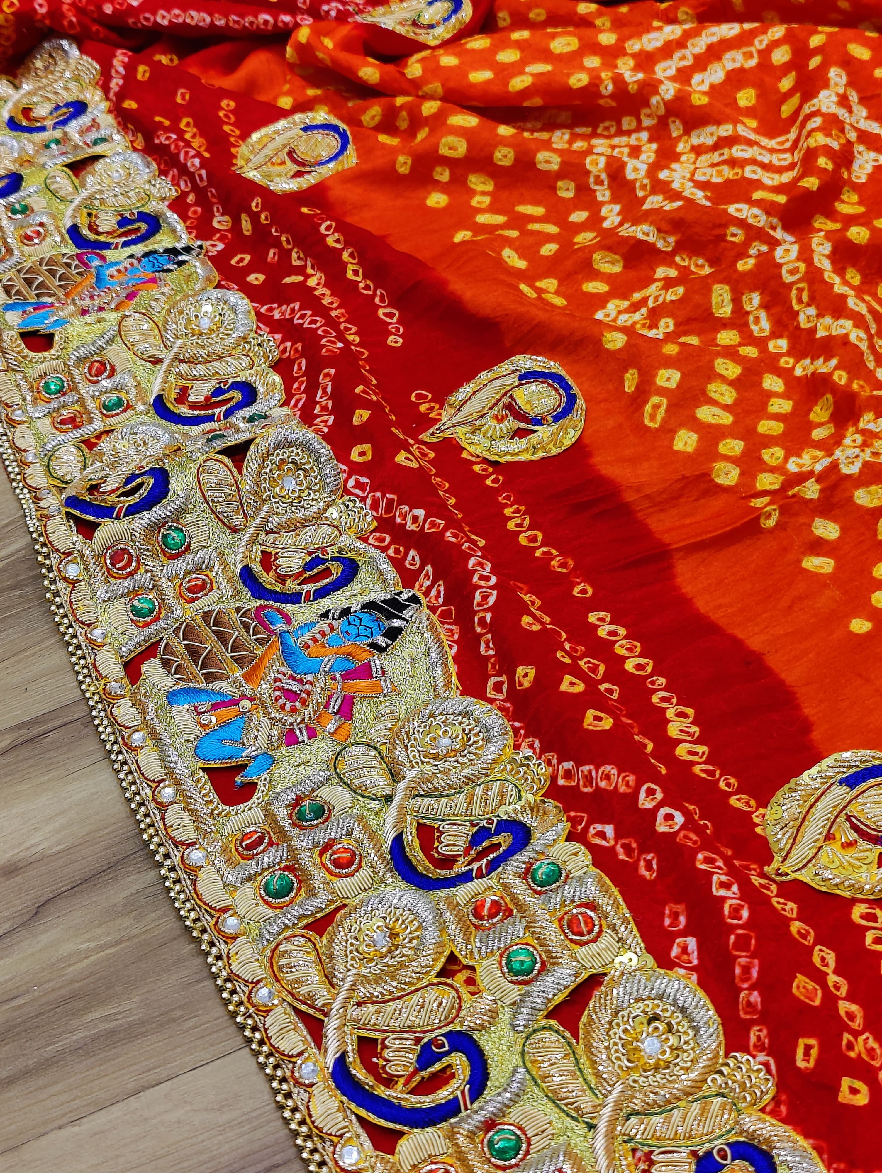 KcPc Rajasthani Marwadi Odhna in Gaji Silk Fabric With Bandhani Design