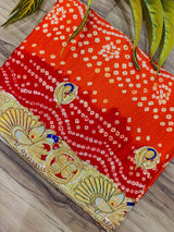 KcPc Traditional Gaji Silk Bandhani Odhna With Bel Buti Work