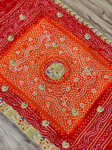 KcPc Traditional Gaji Silk Bandhani Odhna With Bel Buti Work